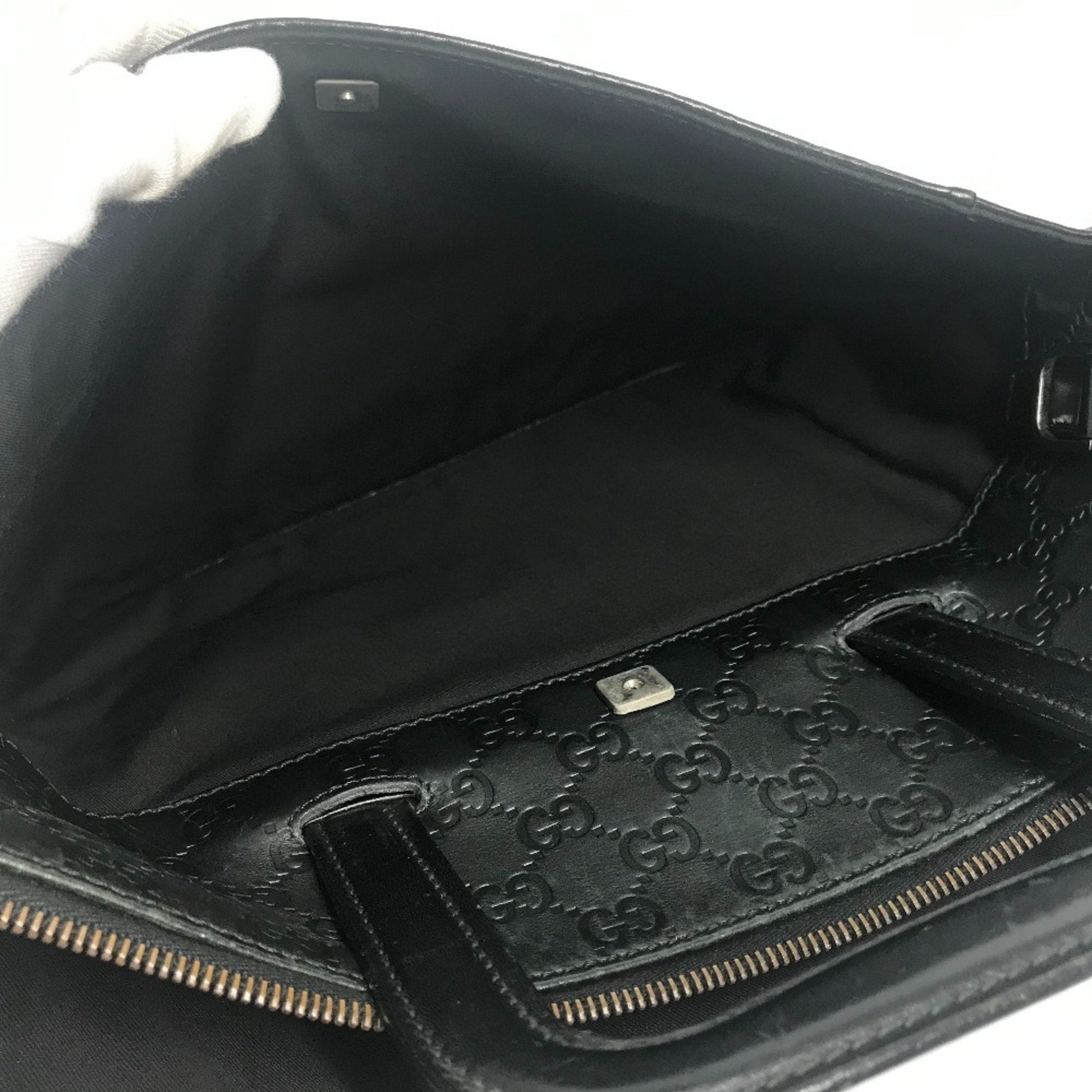 Gucci Black Gg Leather Briefcase Handbag Tote Bag