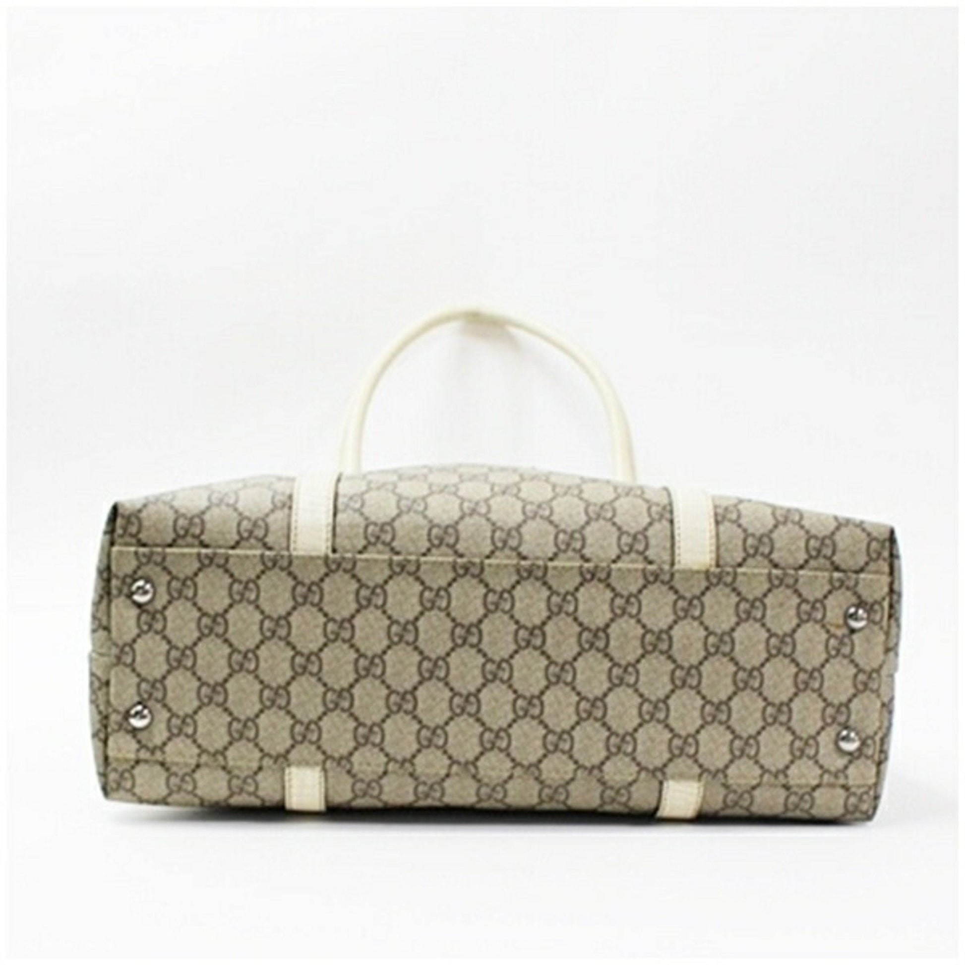 Gucci Beige Brown Dark Brown Leather Tote Bag