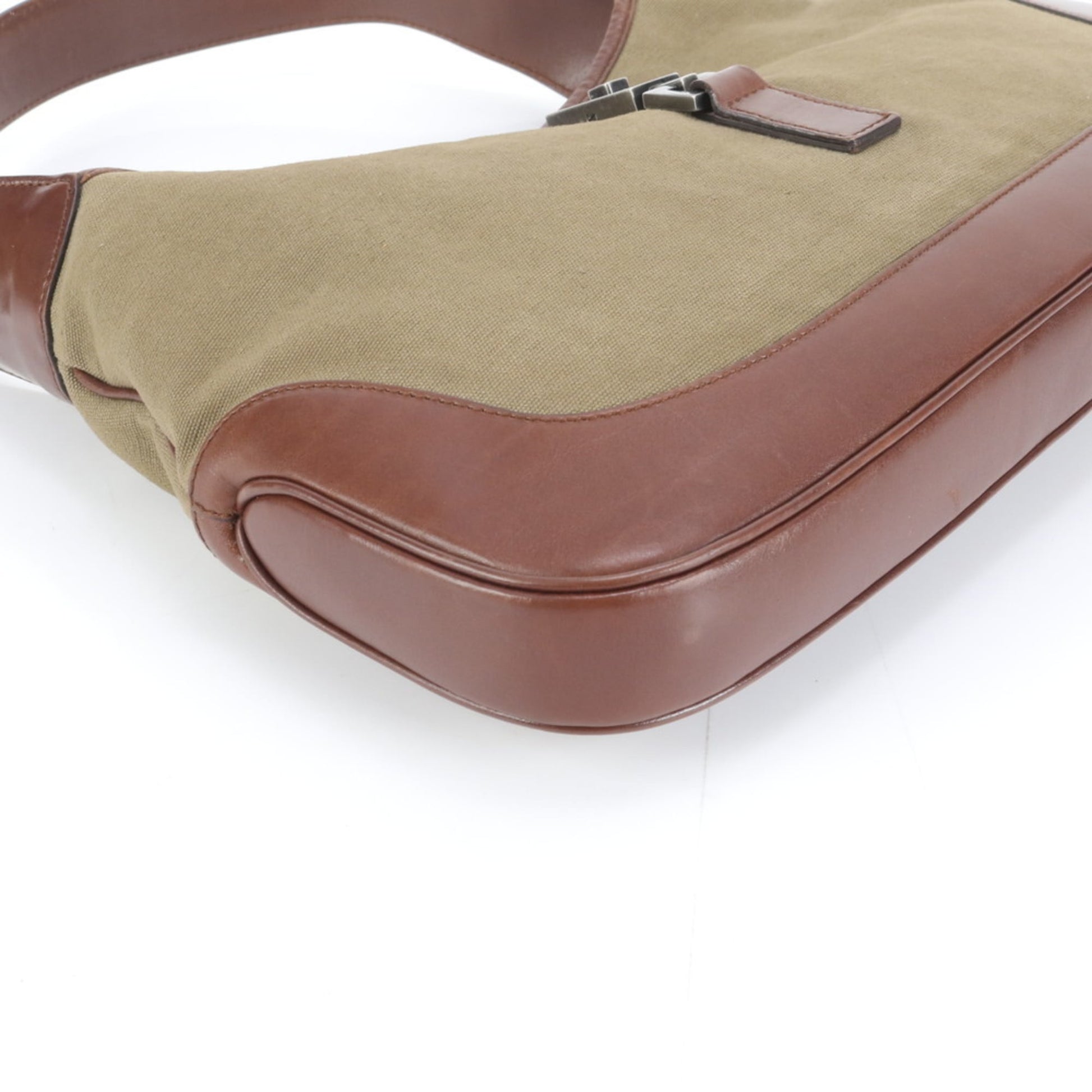 Gucci Brown Leather Canvas Shoulder Bag