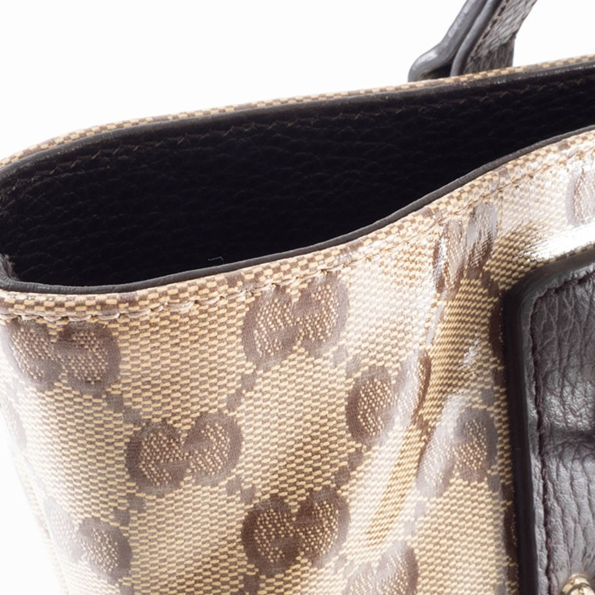 Gucci Beige Brown Pvc Canvas Leather Tote Bag
