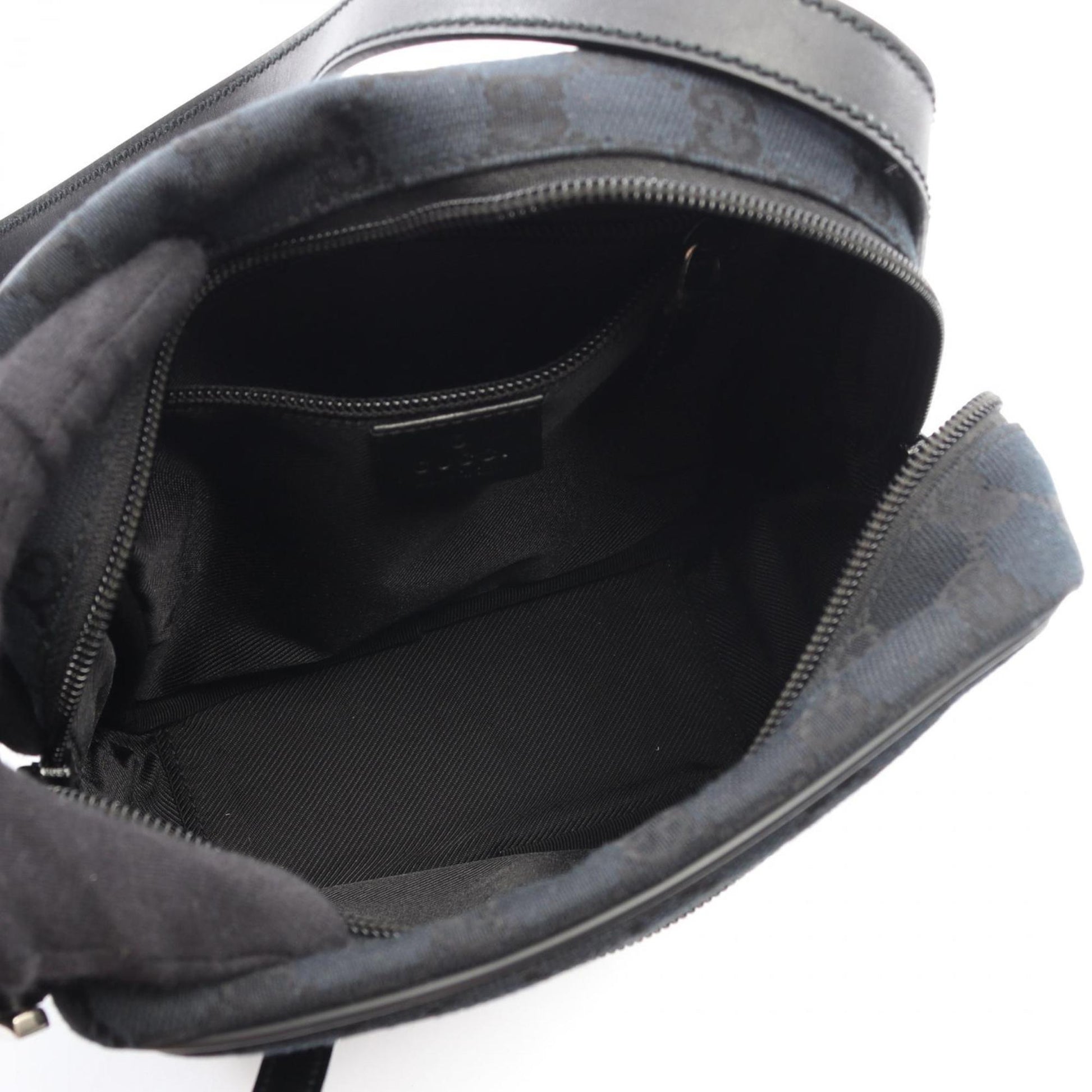 Gucci Black Canvas Leather Shoulder Bag