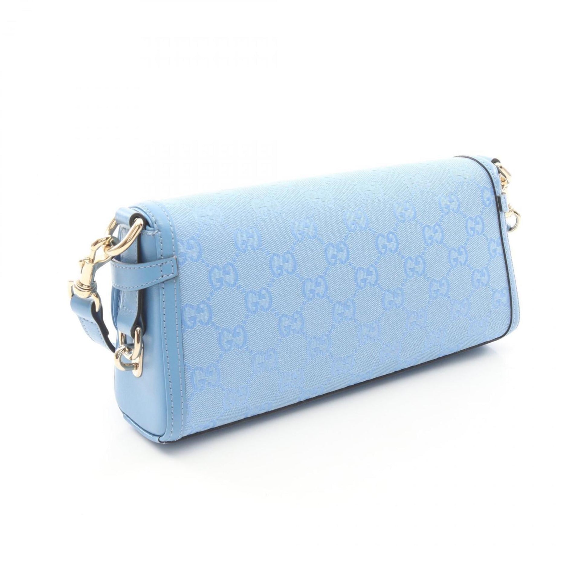 Gucci Blue Canvas Leather Shoulder Bag