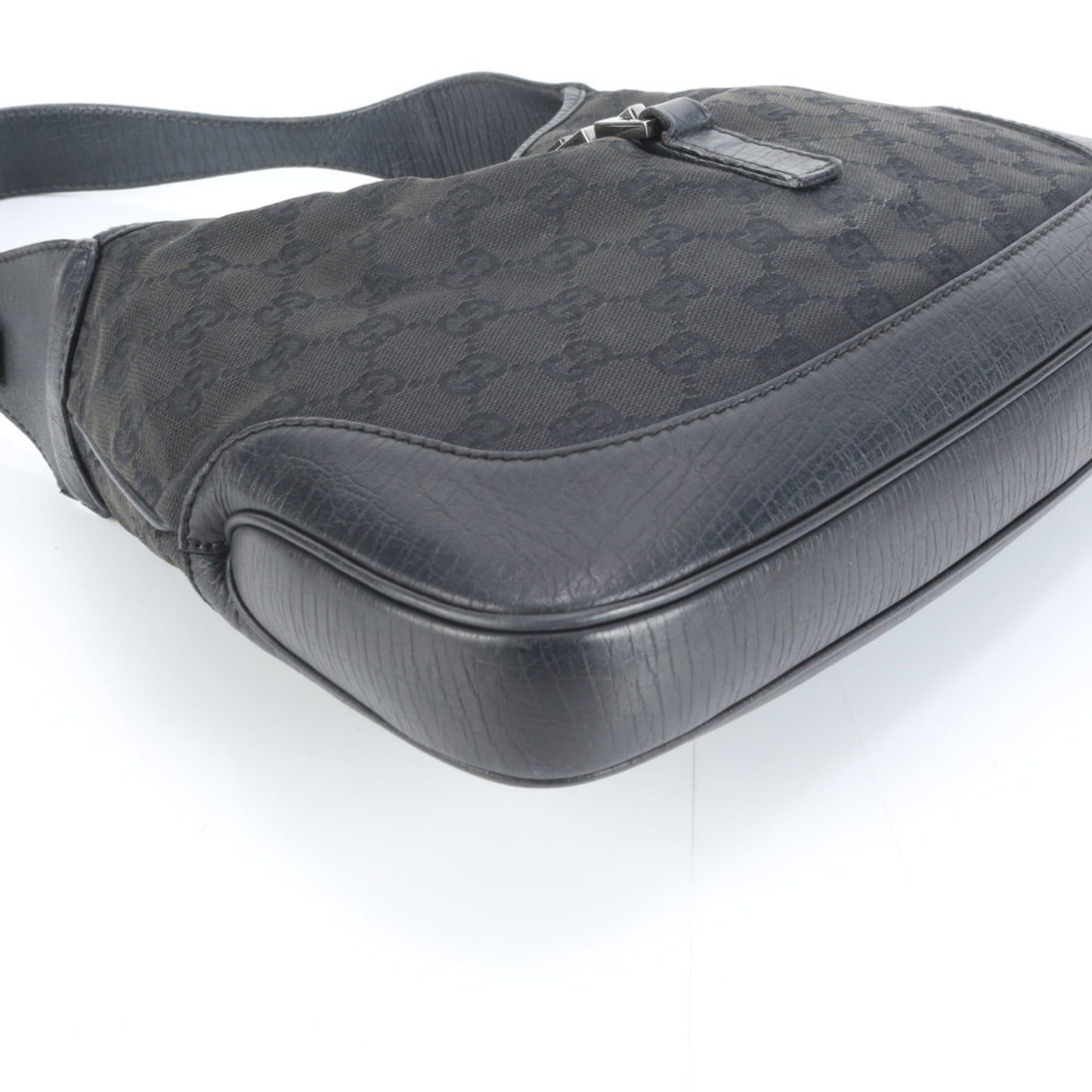 Gucci Black Leather Canvas Shoulder Bag