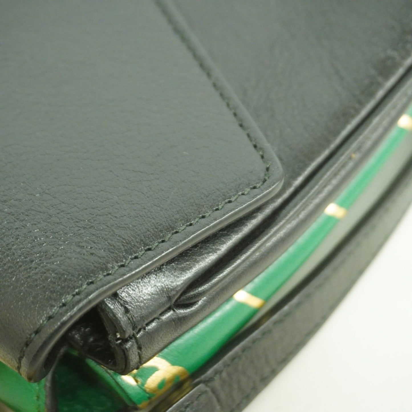 Gucci Black Green Leather Handbag