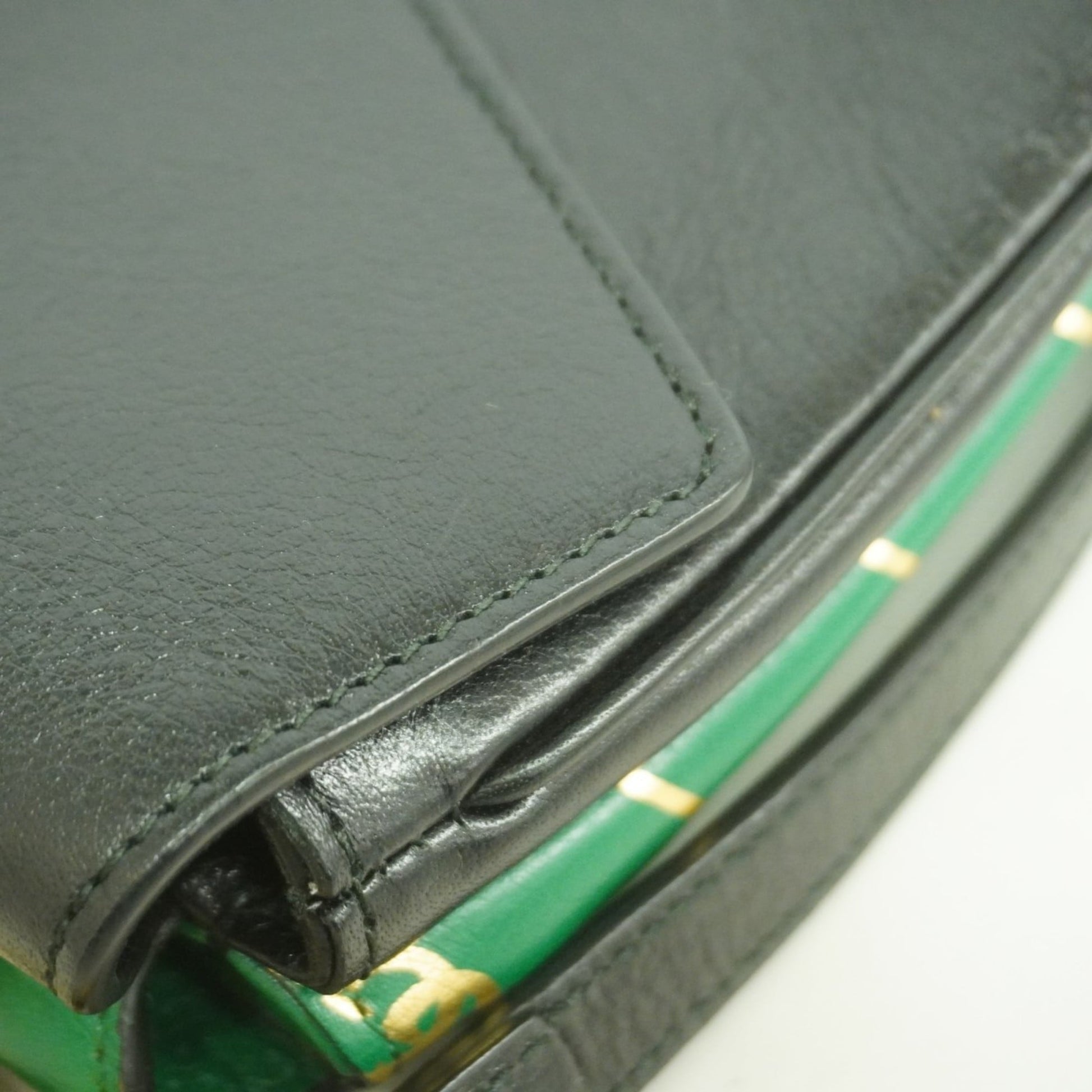 Gucci Black Green Leather Handbag