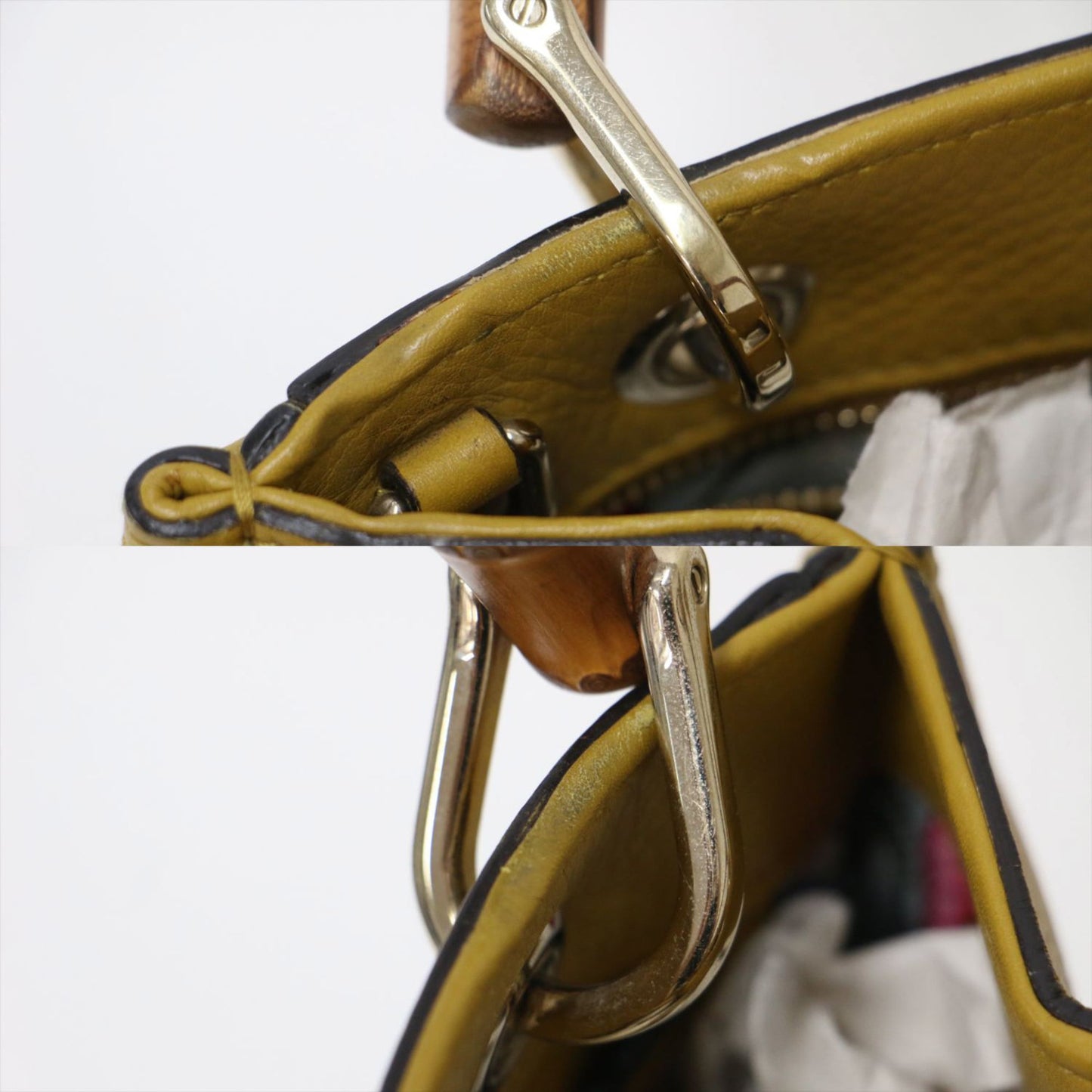 Gucci Mustard Leather Canvas Handbag Shoulder Bag