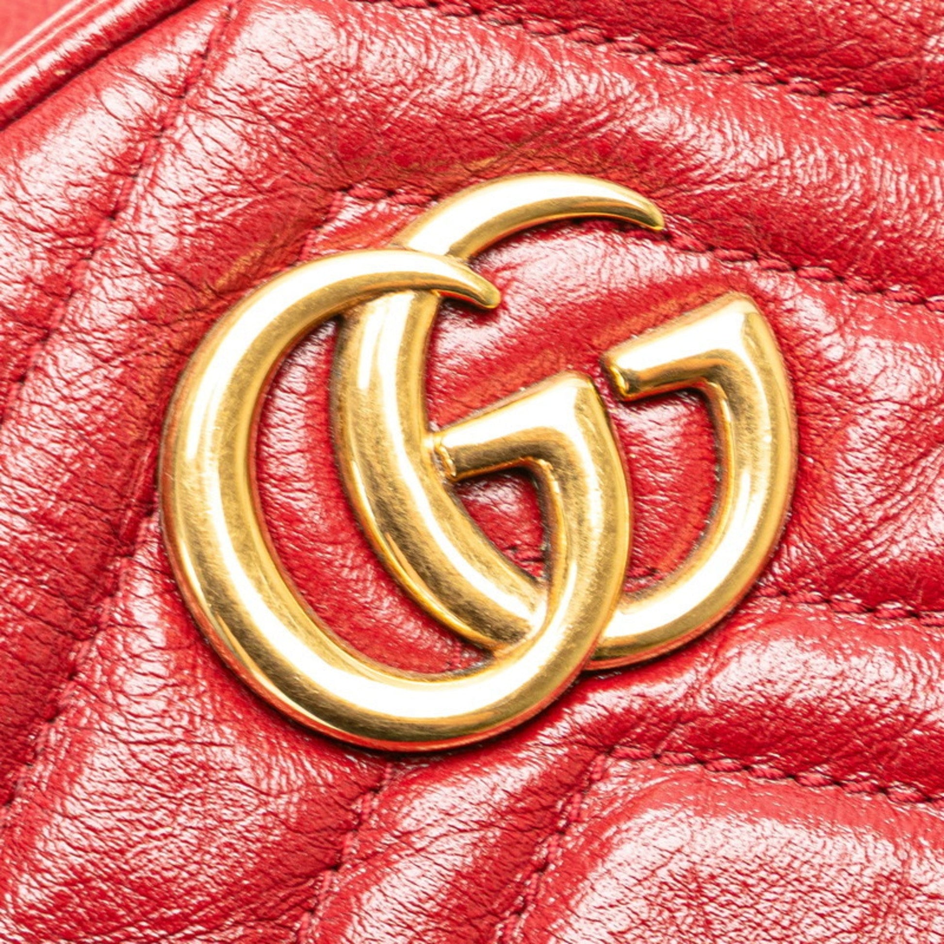 Gucci Gg Marmont Red Color Leather Shoulder Bag