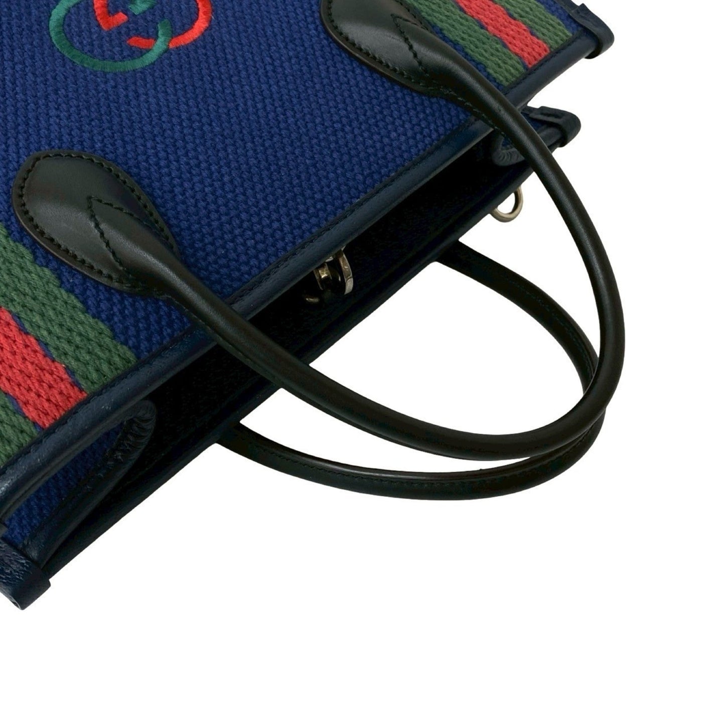 Gucci Black Blue Green Navy Red Color Canvas Handbag Tote Bag