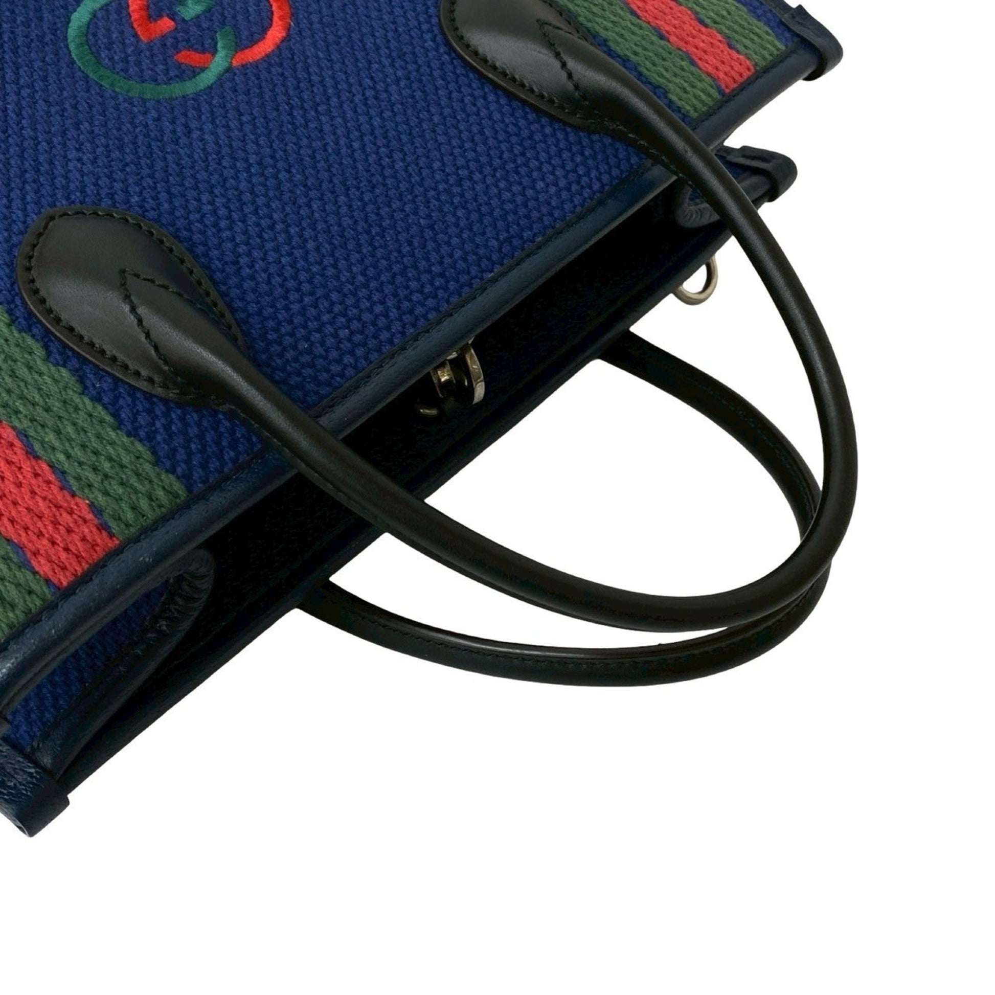 Gucci Black Blue Green Navy Red Color Canvas Handbag Tote Bag