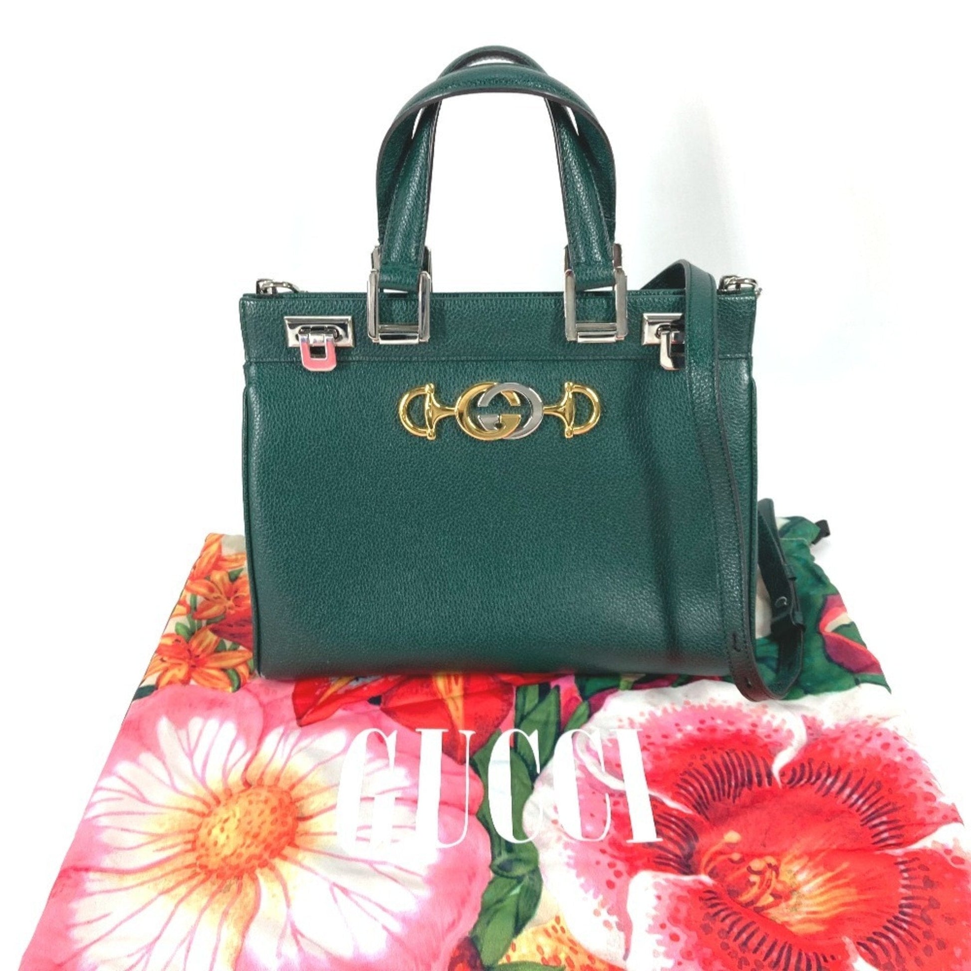 Gucci Green Leather Handbag Shoulder Bag