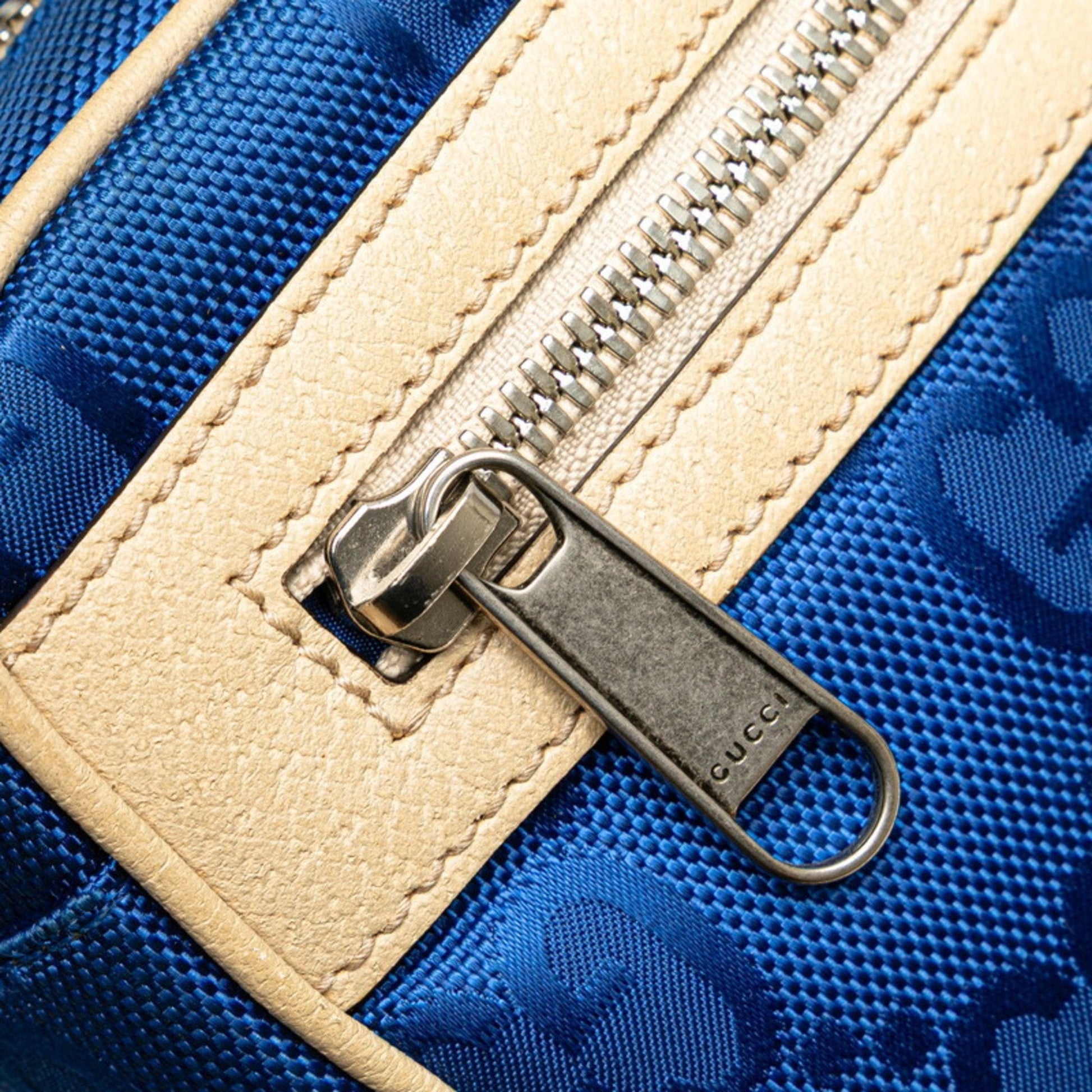 Gucci Beige Blue Nylon Leather Fanny Pack