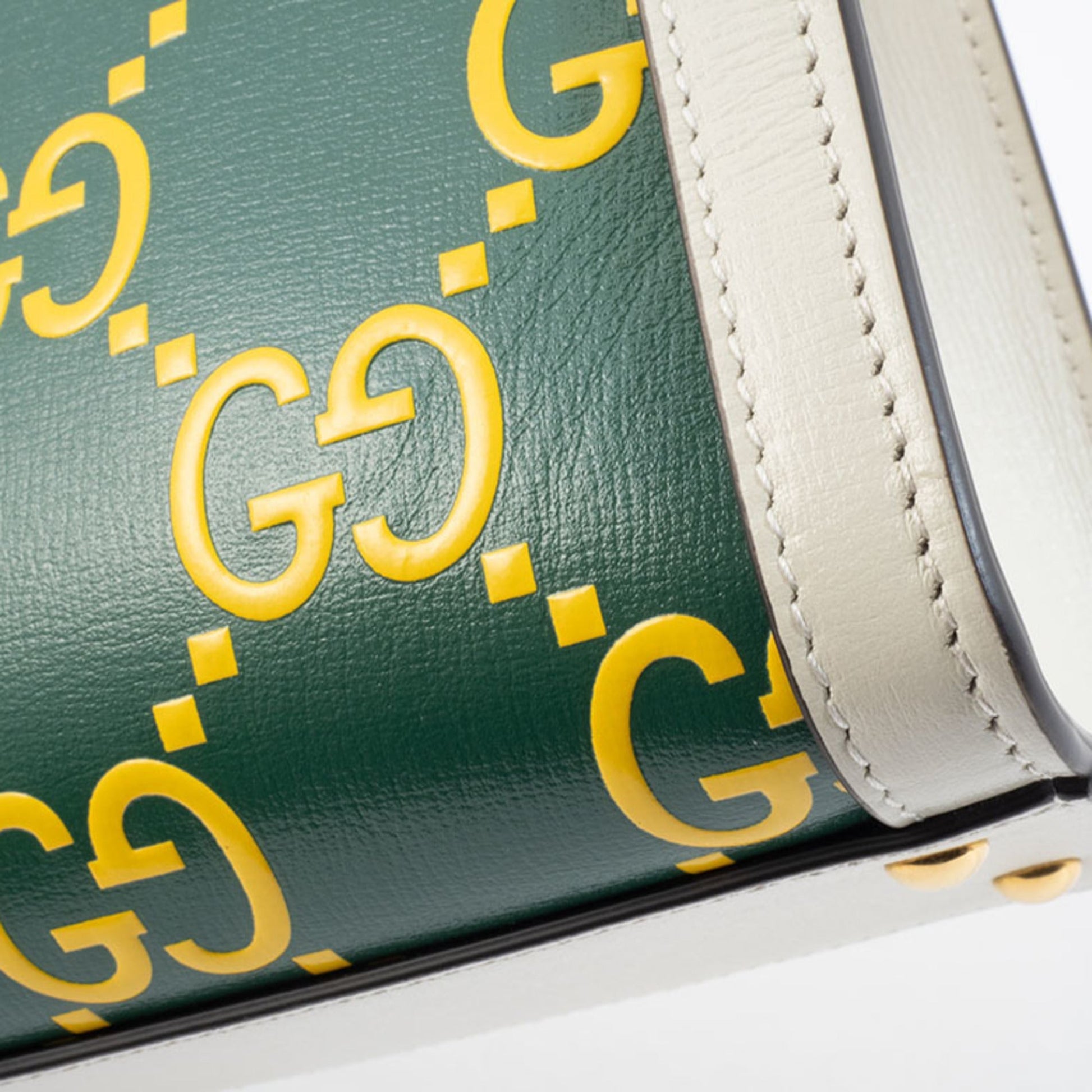 Gucci Green White Yellow Leather Handbag