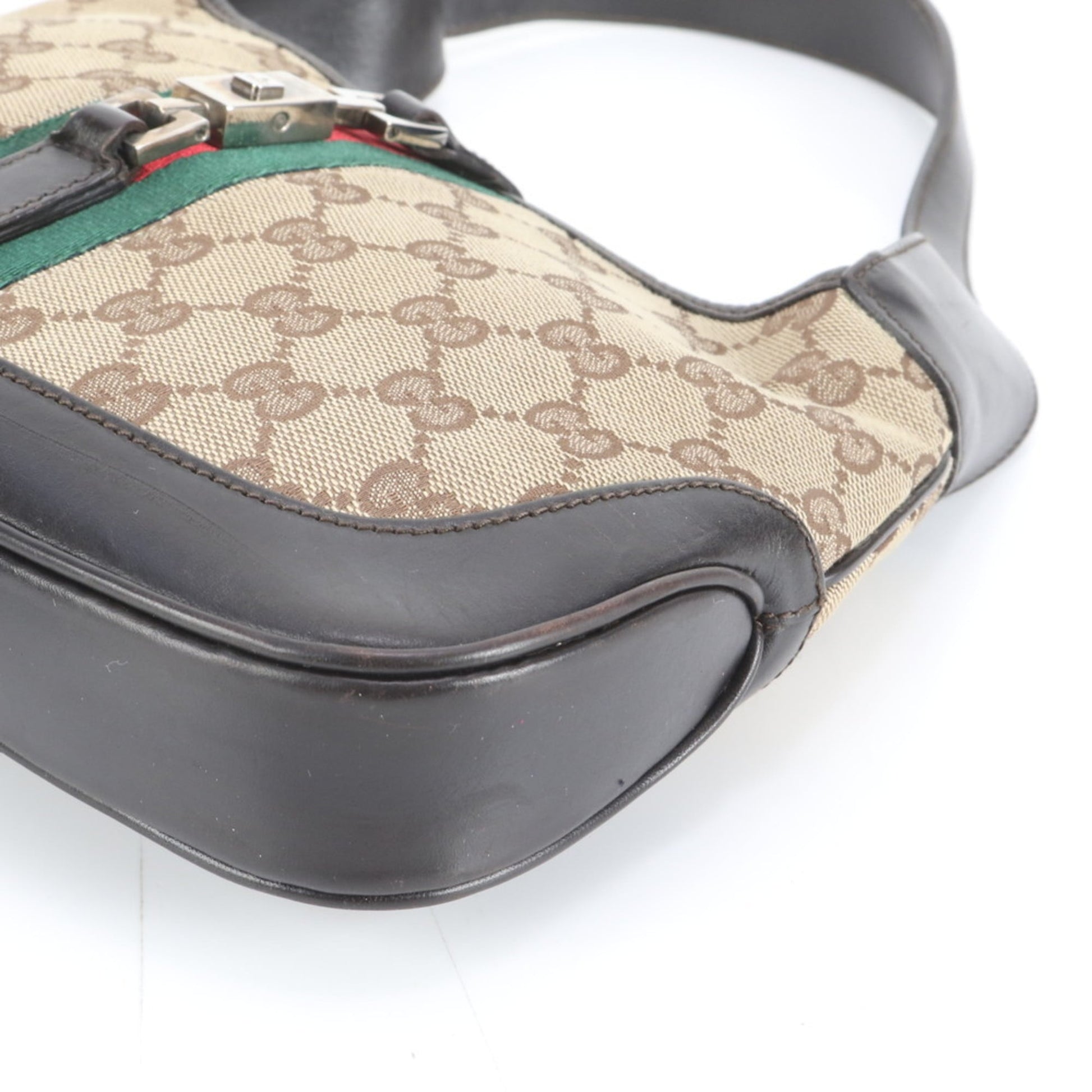 Gucci Brown Leather Canvas Shoulder Bag