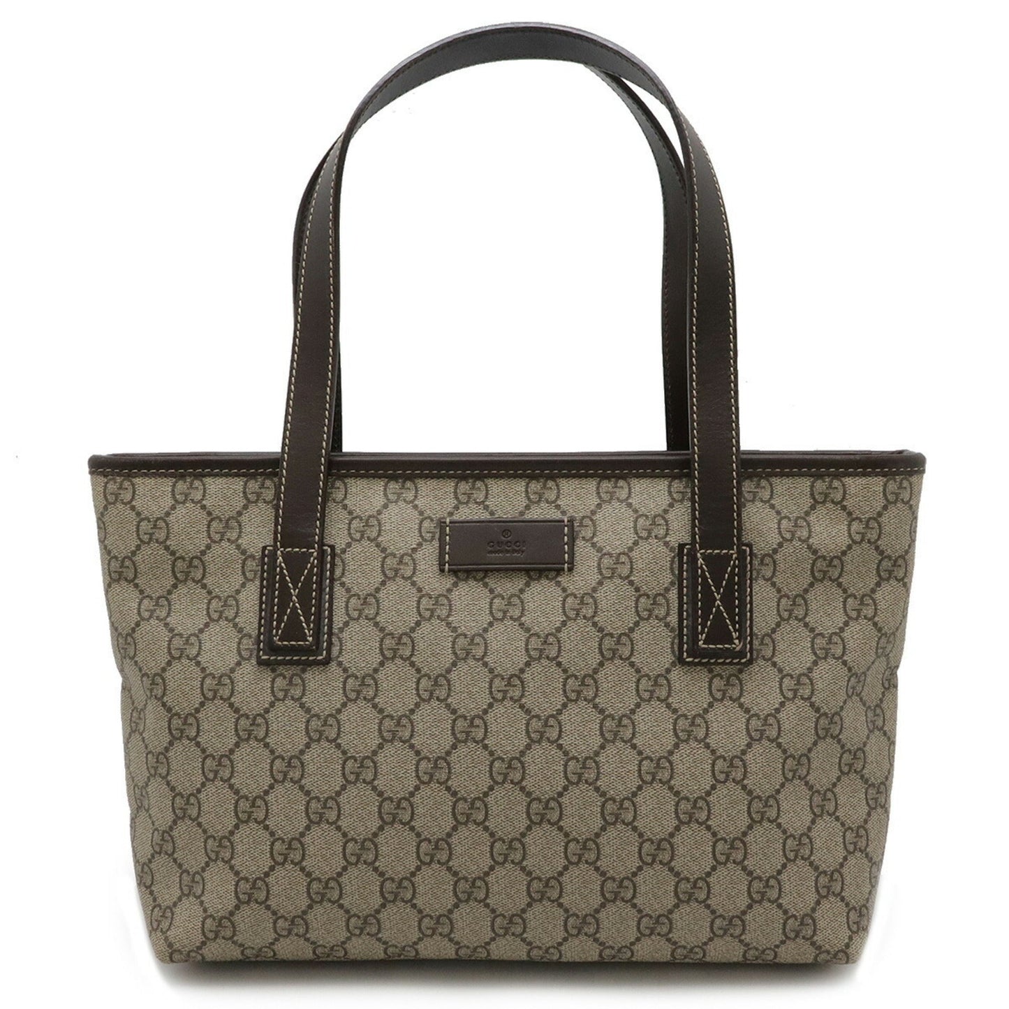 Gucci Gg Plus Beige Dark Brown Pvc Leather Shoulder Bag Tote Bag