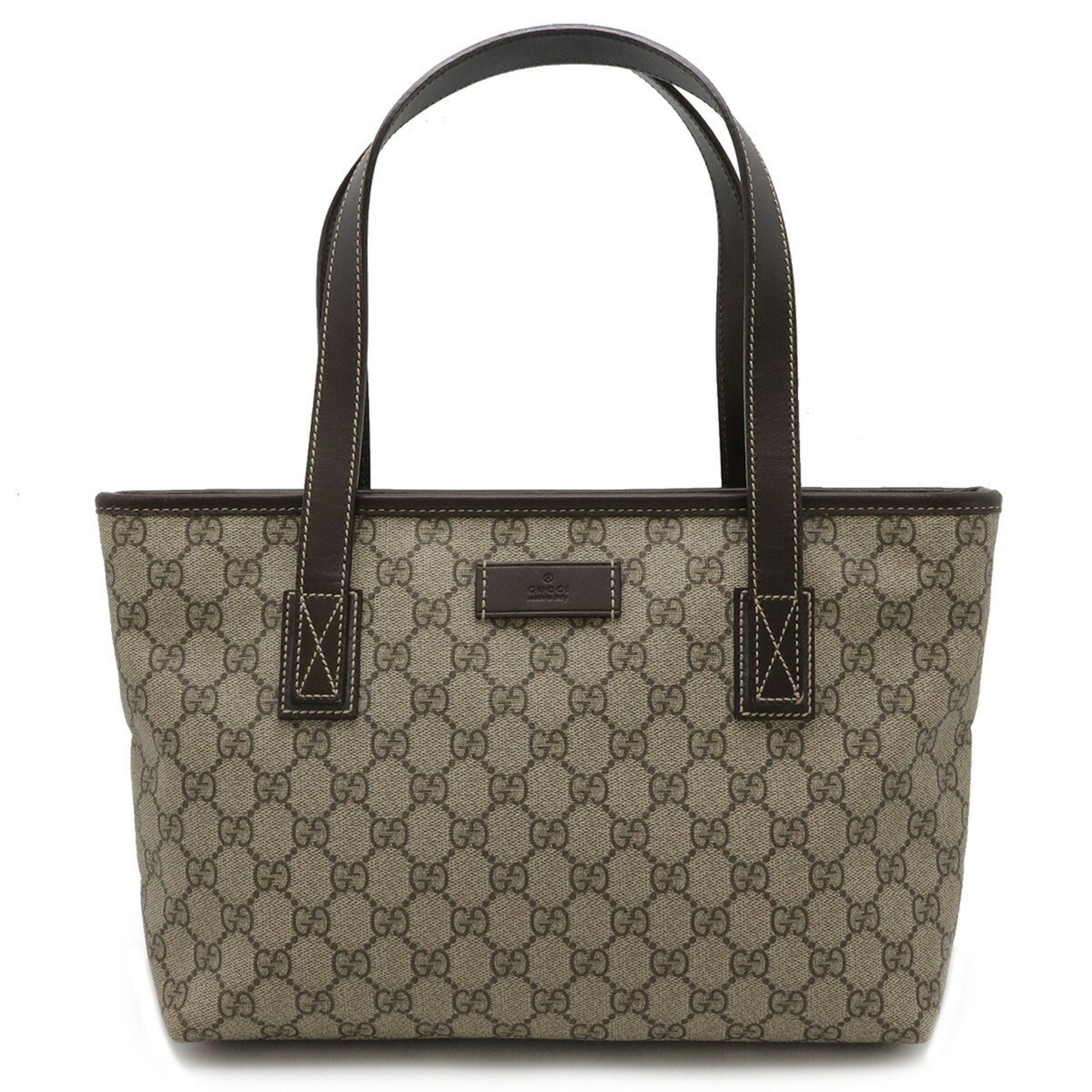 Gucci Gg Plus Beige Dark Brown Pvc Leather Shoulder Bag Tote Bag
