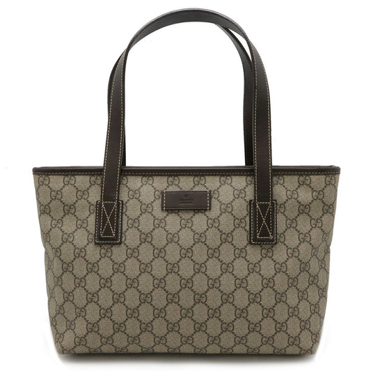 Gucci Gg Plus Beige Dark Brown Pvc Leather Shoulder Bag Tote Bag