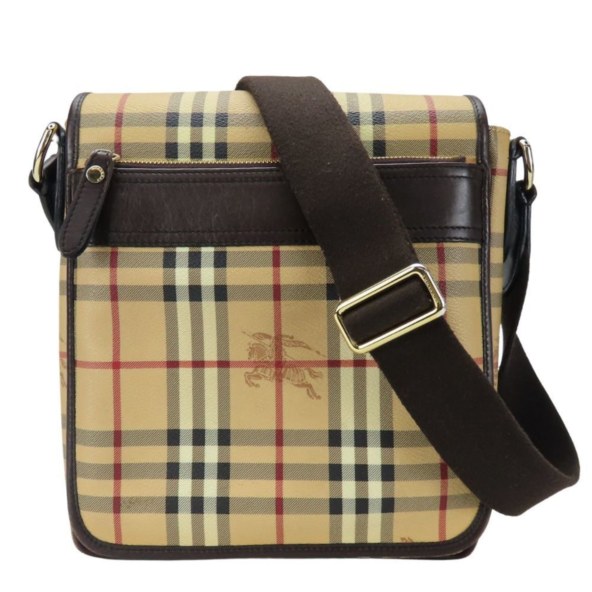 Burberry Pvc Shoulder Bag Leather Brown Beige