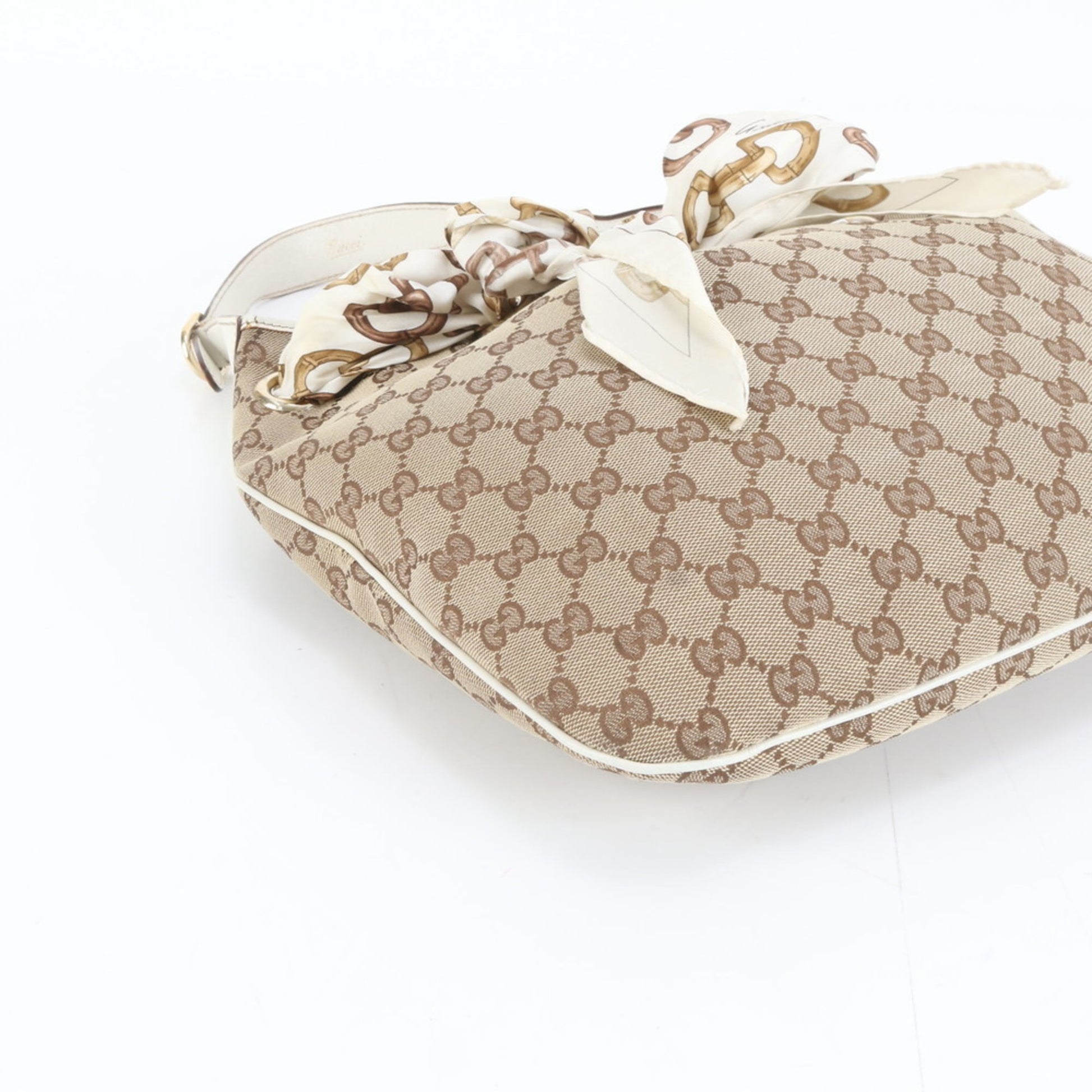 Gucci Brown Leather Canvas Shoulder Bag