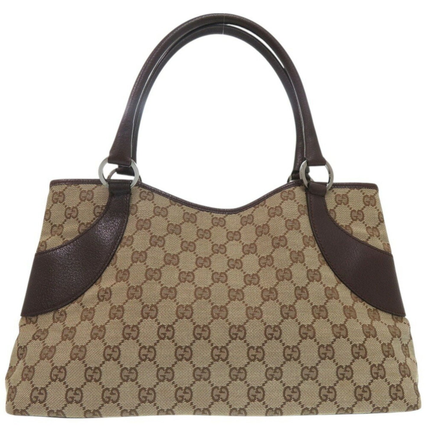 Gucci Beige Gg Canvas Leather Handbag Shoulder Bag