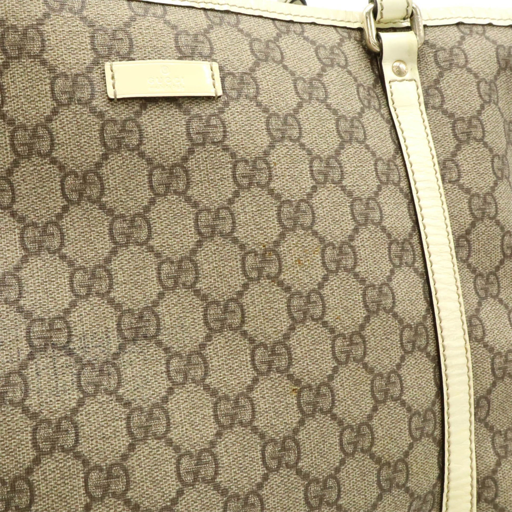Gucci Dark Beige Ivory Gg Supreme Patent Leather Shoulder Bag Tote Bag