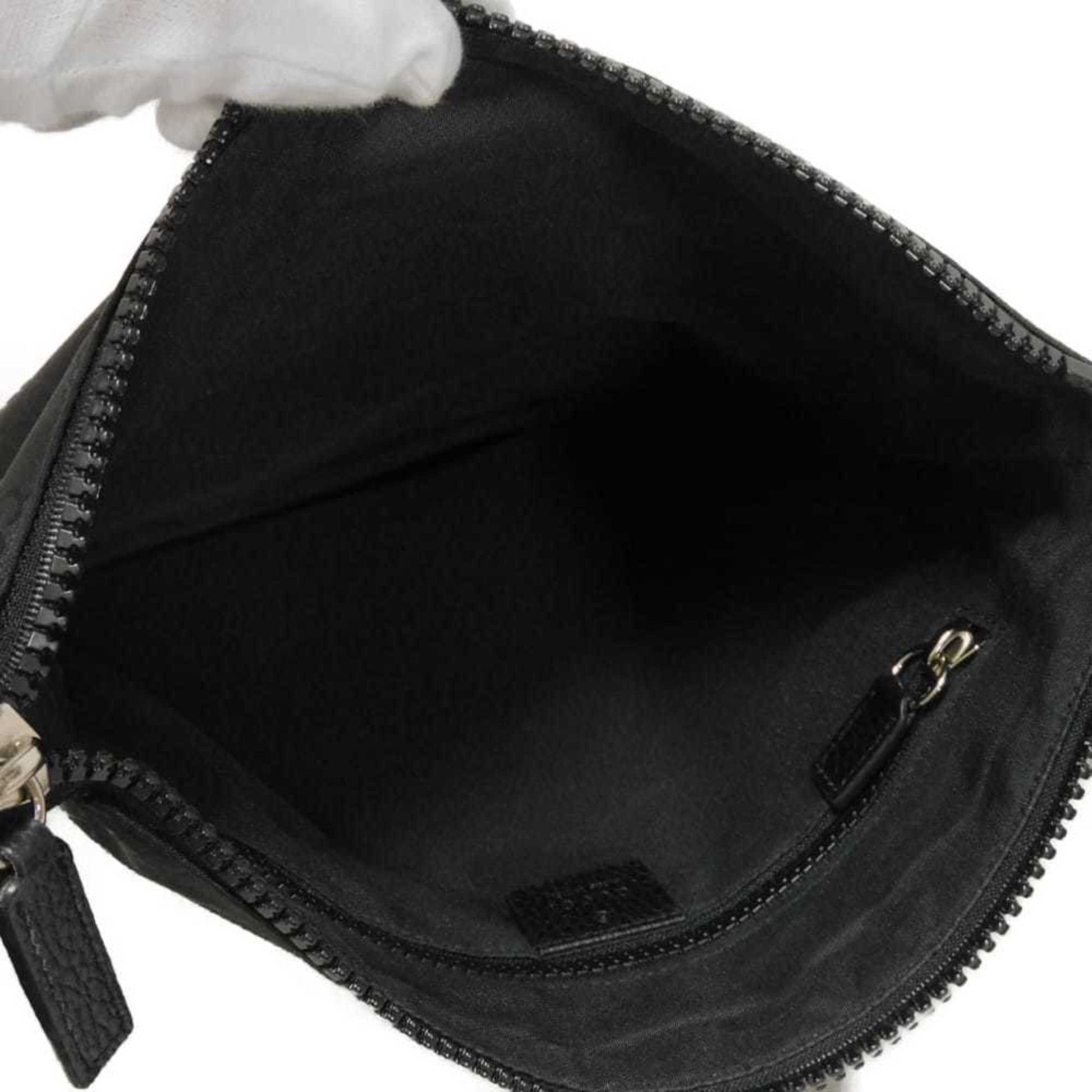 Gucci Black Nylon Gg Canvas Leather Messenger Bag Shoulder Bag