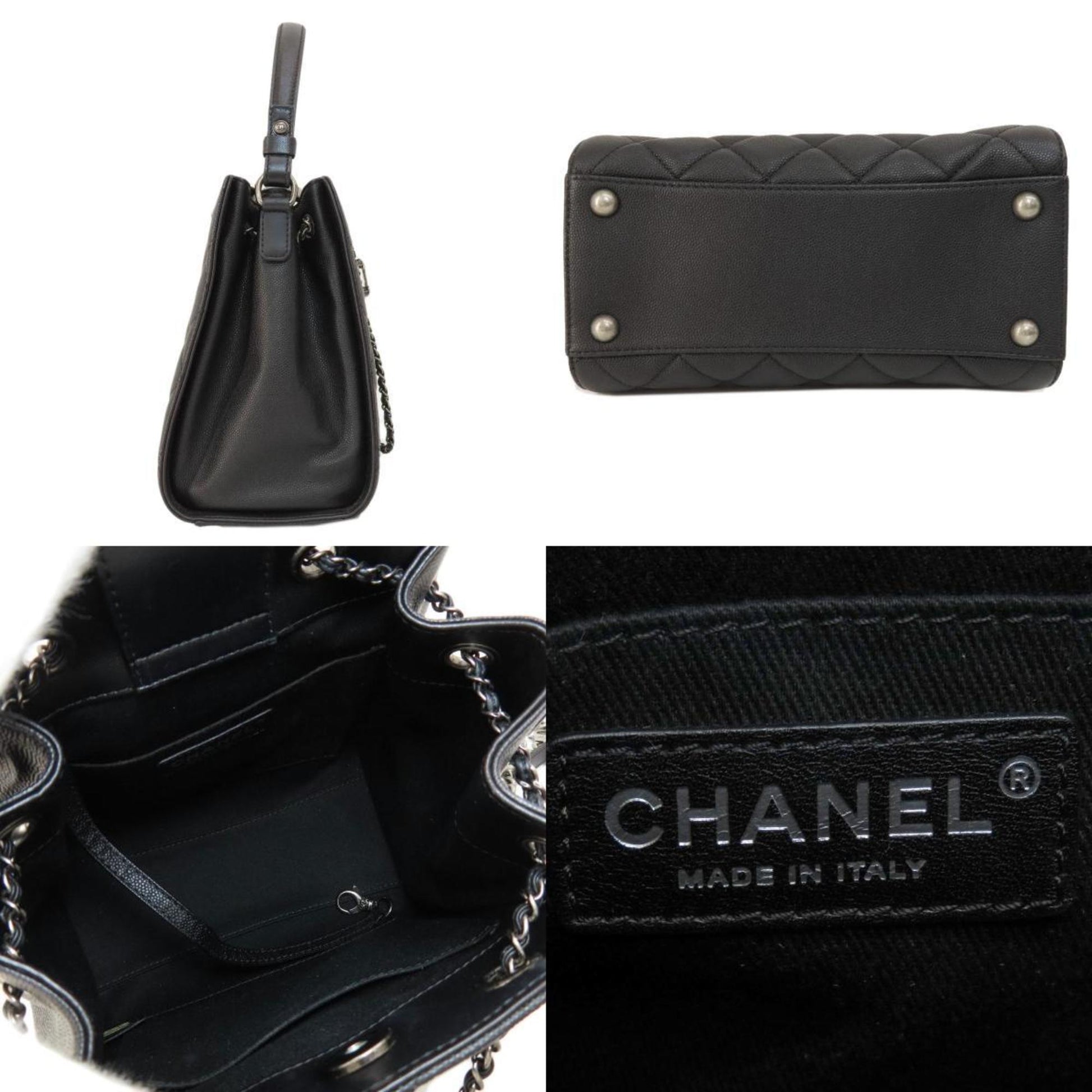 Chanel Cc Bucket Matelasse Handbag Caviar Skin Women'S