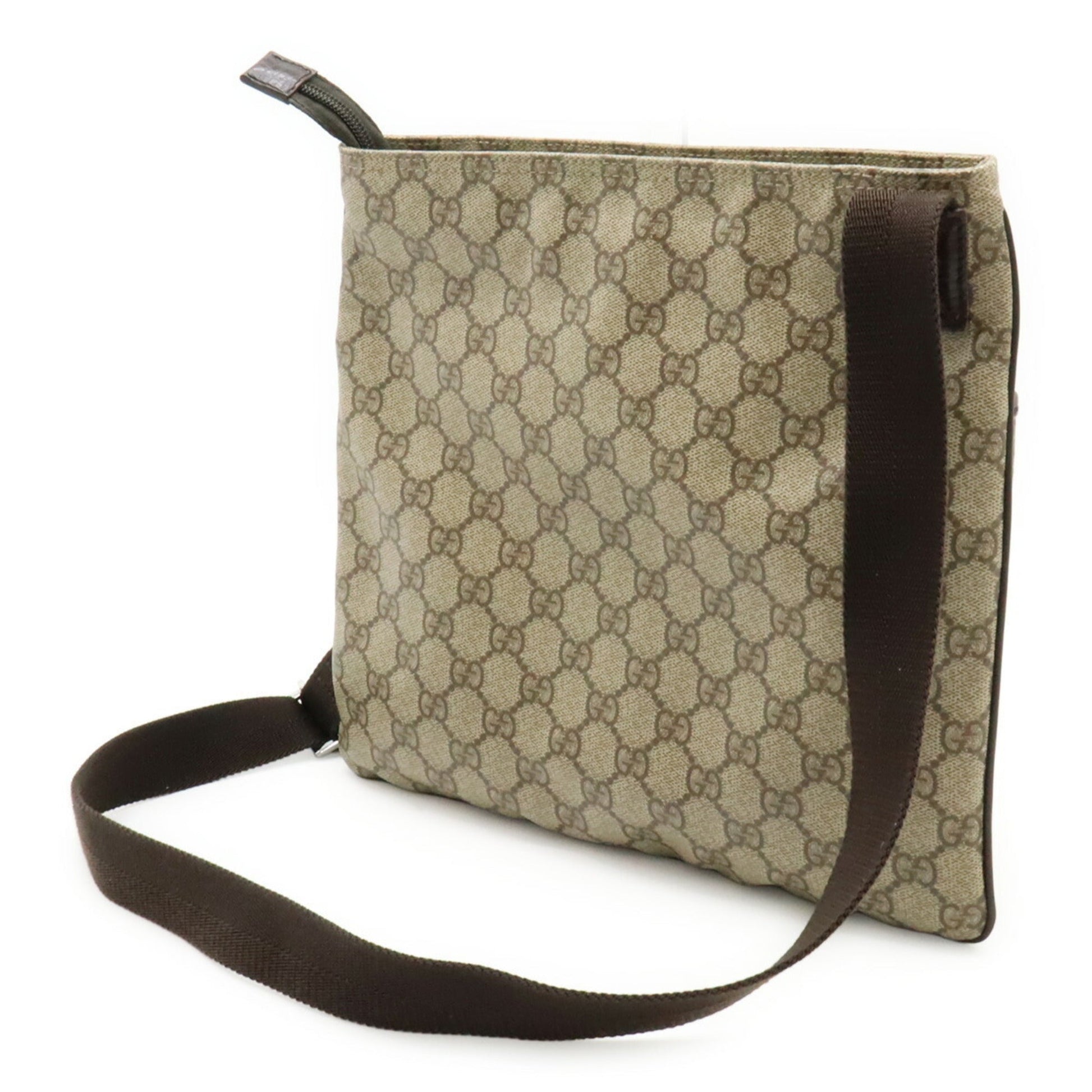 Gucci Beige Dark Brown Pvc Leather Shoulder Bag