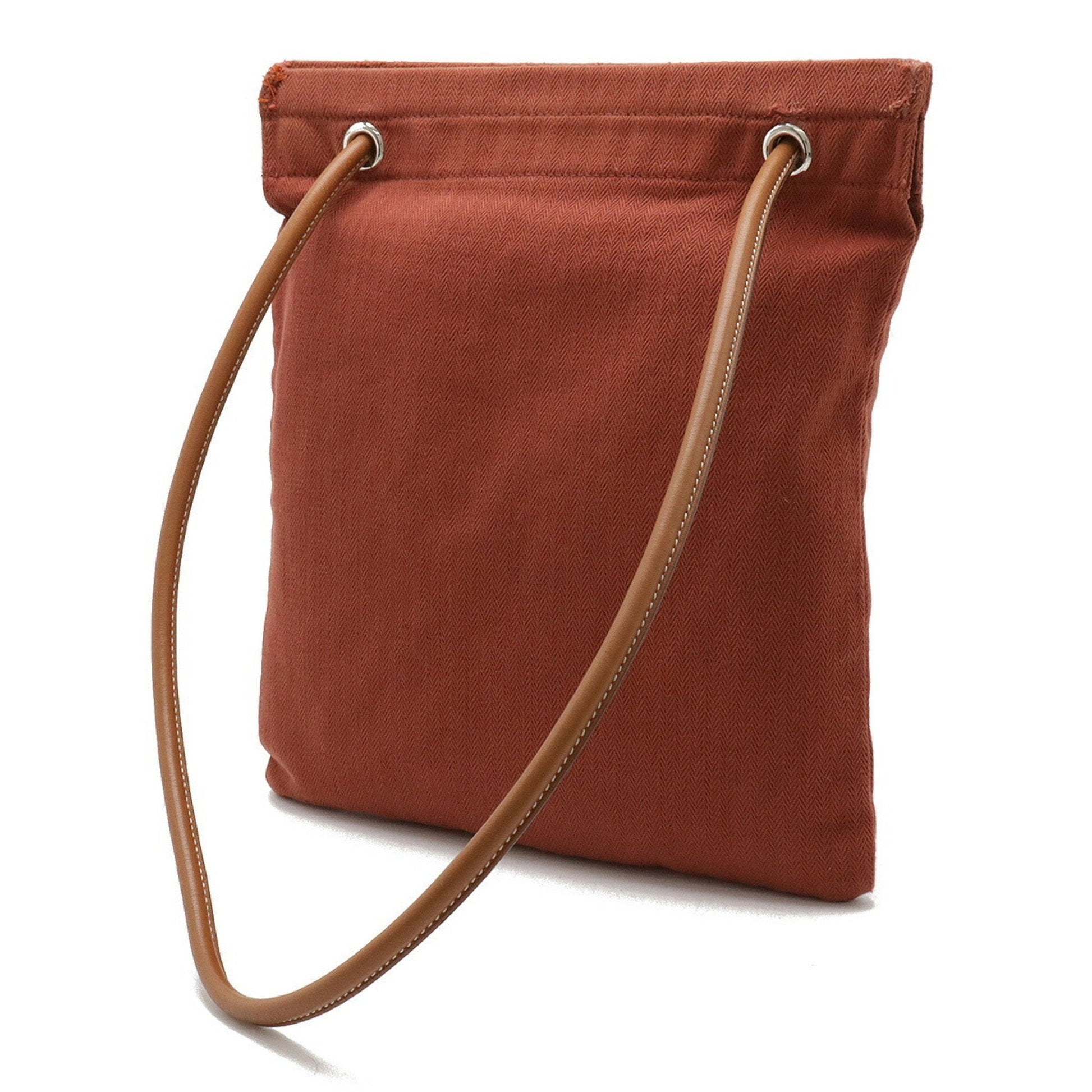 Hermes Toile Chevron Shoulder Bag Leather Brown