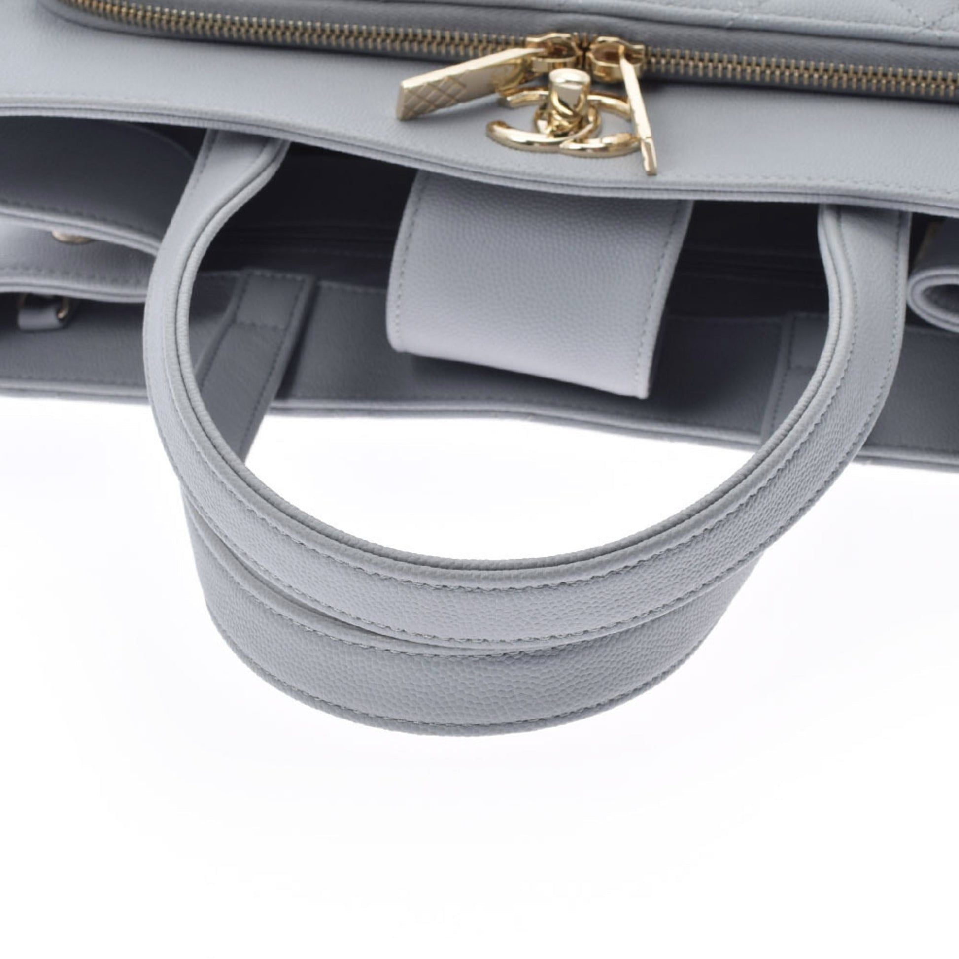 Chanel matelasse gray ladies caviar skin handbag