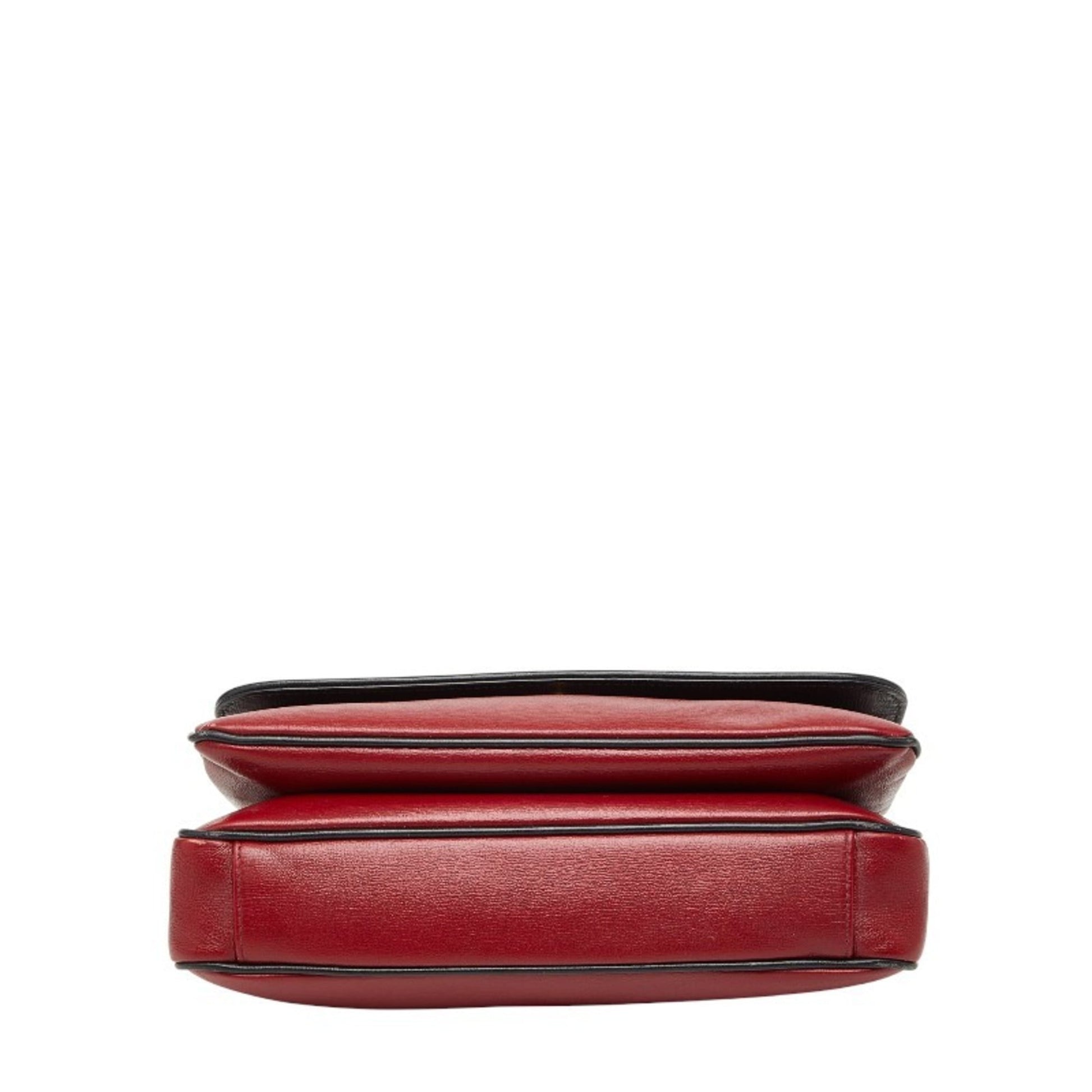 Gucci Black Red Color Leather Shoulder Bag