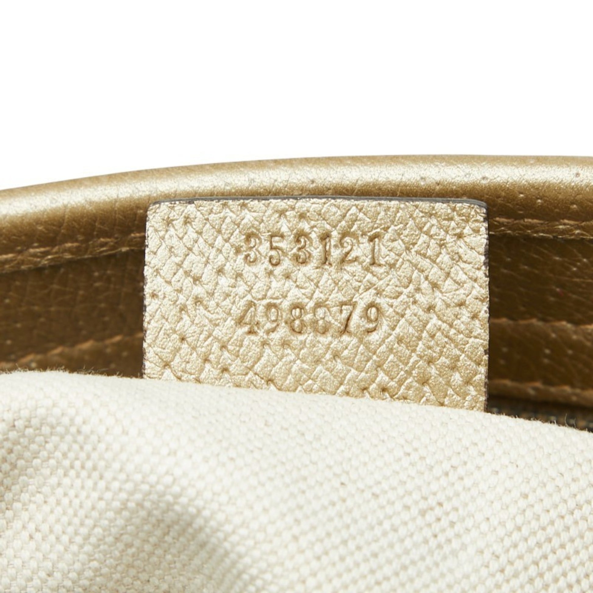 Gucci Gg Canvas Beige Gold Gg Canvas Leather Handbag Shoulder Bag