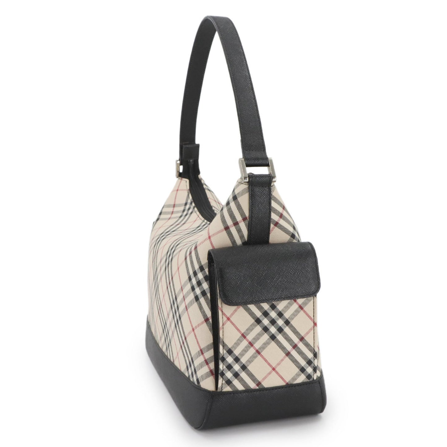 Burberry Shoulder Bag Leather Canvas Brown