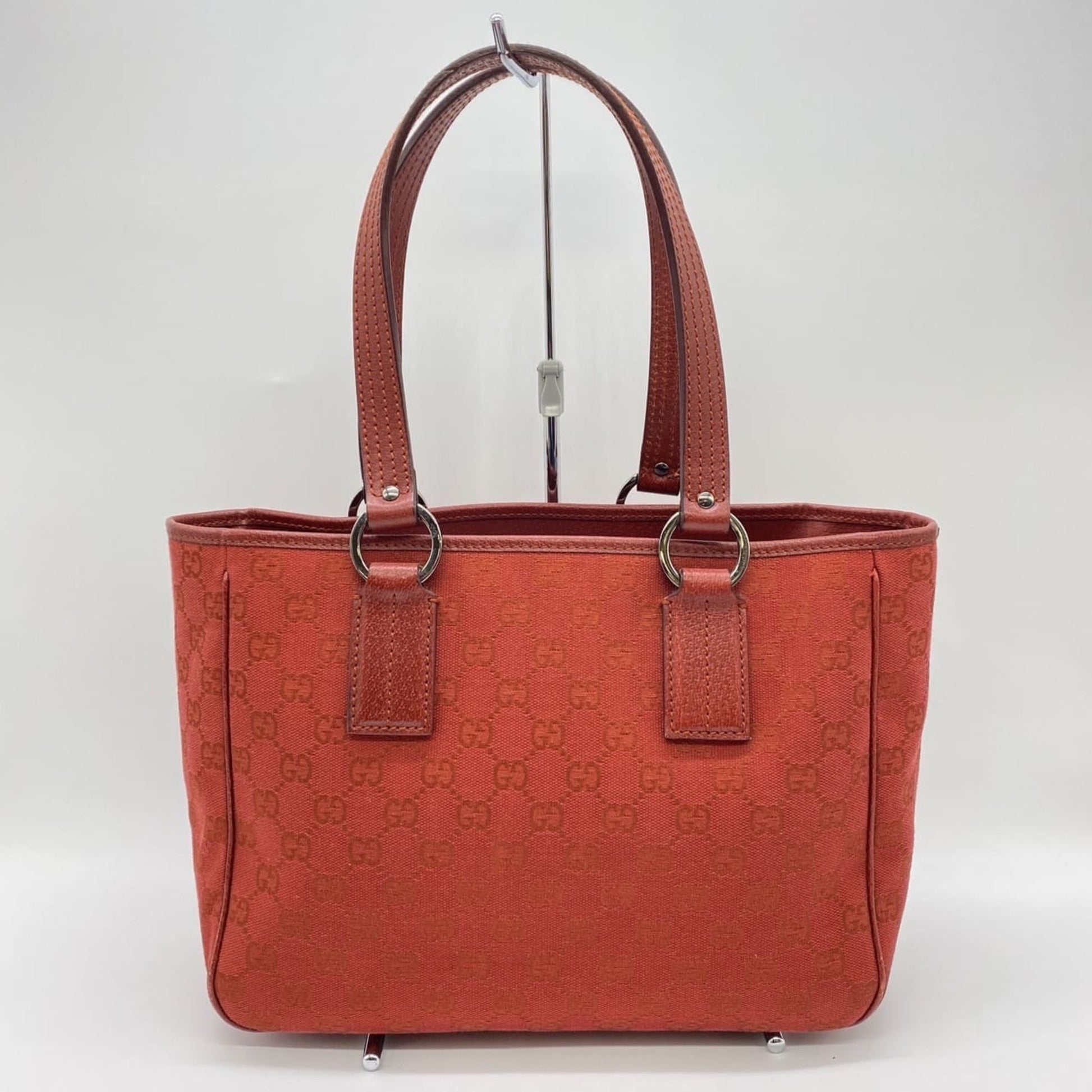 Gucci Red Color Gg Canvas Handbag Tote Bag