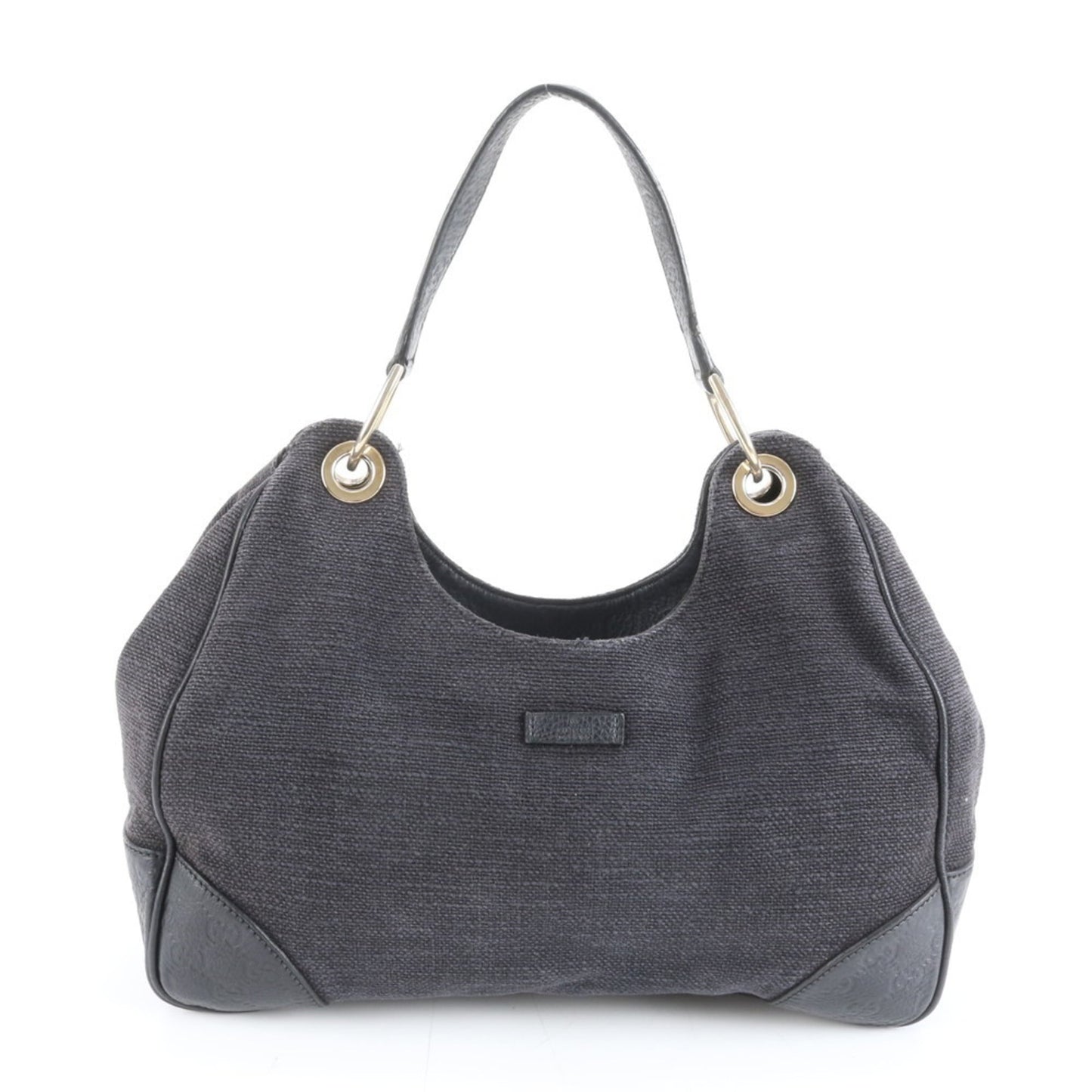 Gucci Black Leather Canvas Shoulder Bag
