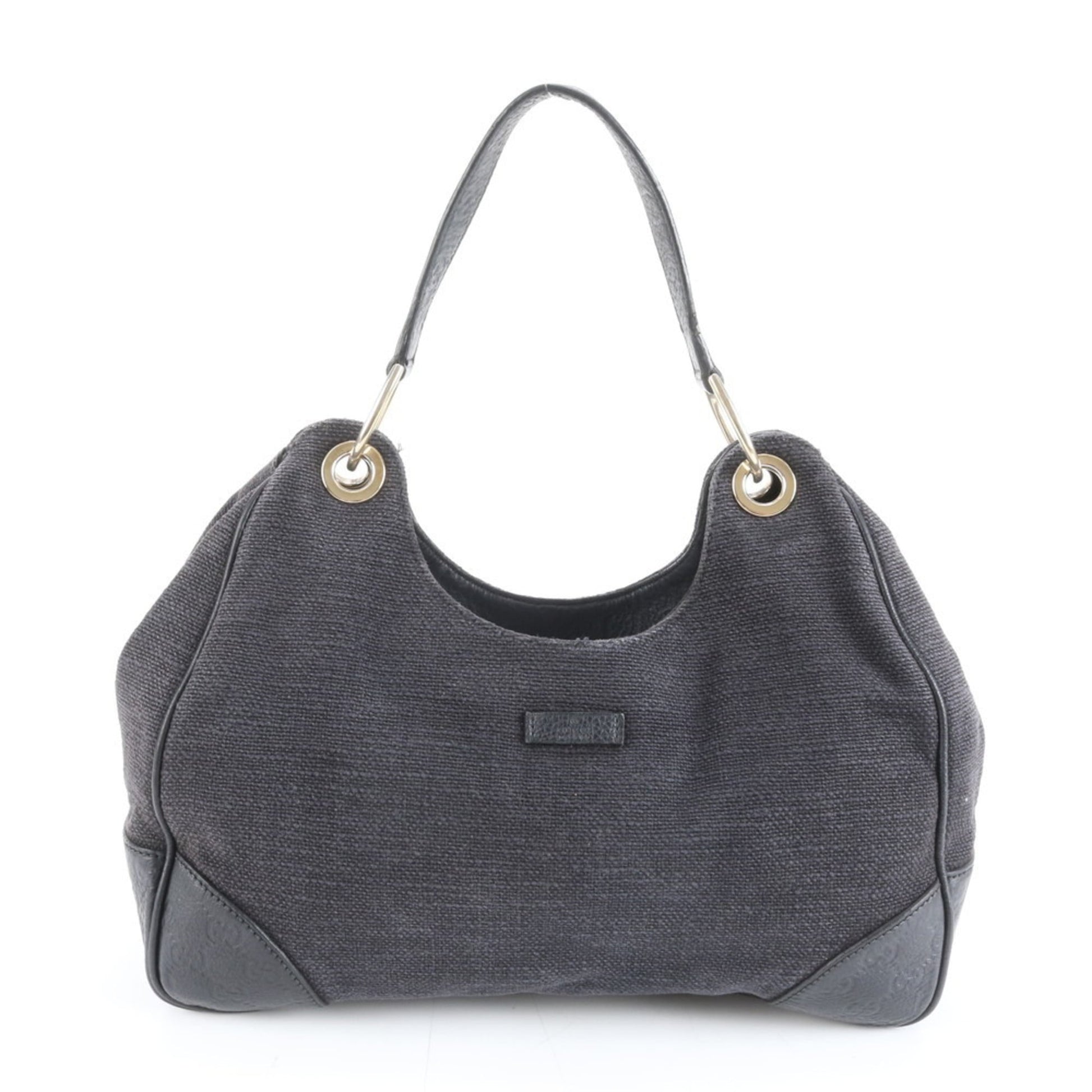 Gucci Black Leather Canvas Shoulder Bag