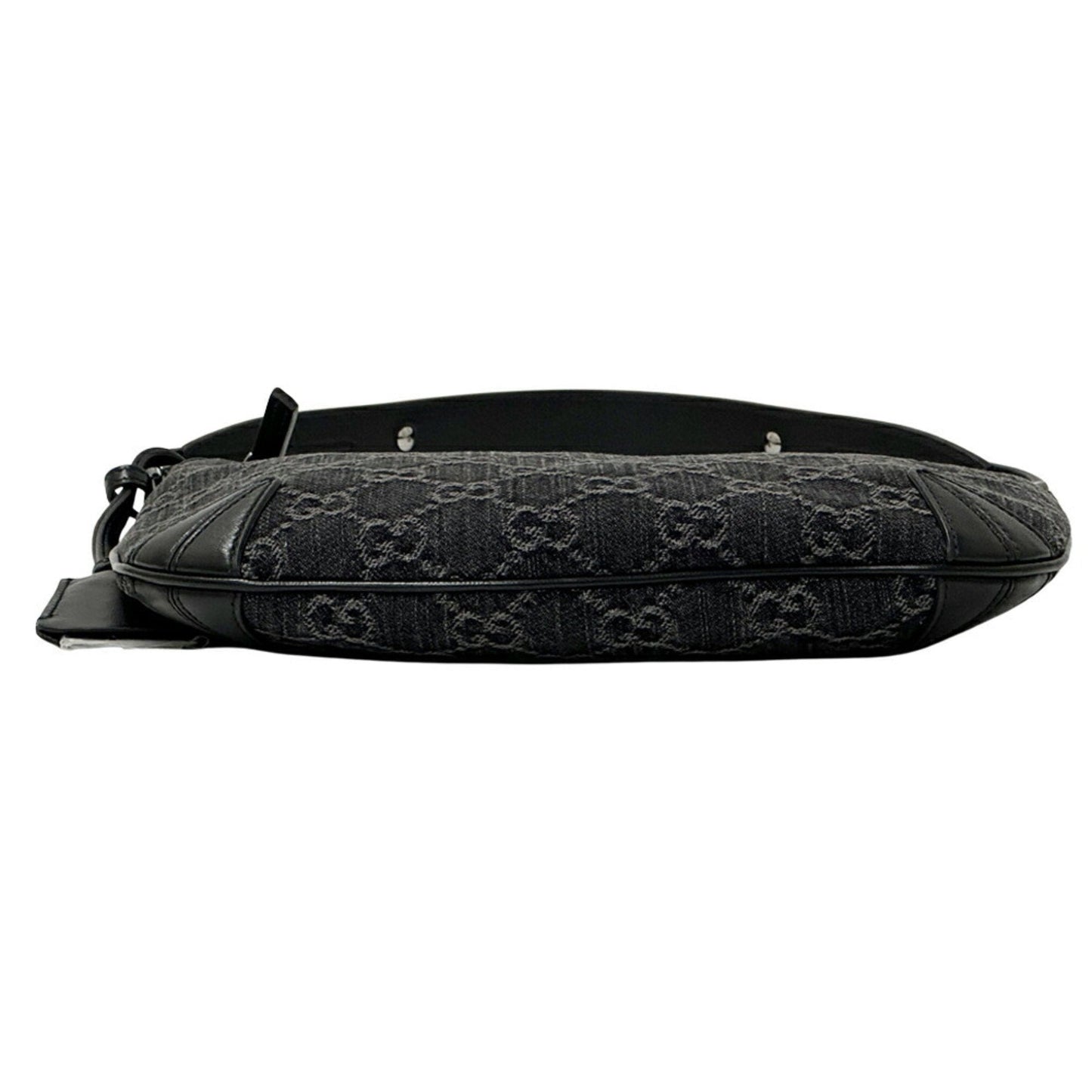 Gucci Black Gray Denim Leather Shoulder Bag