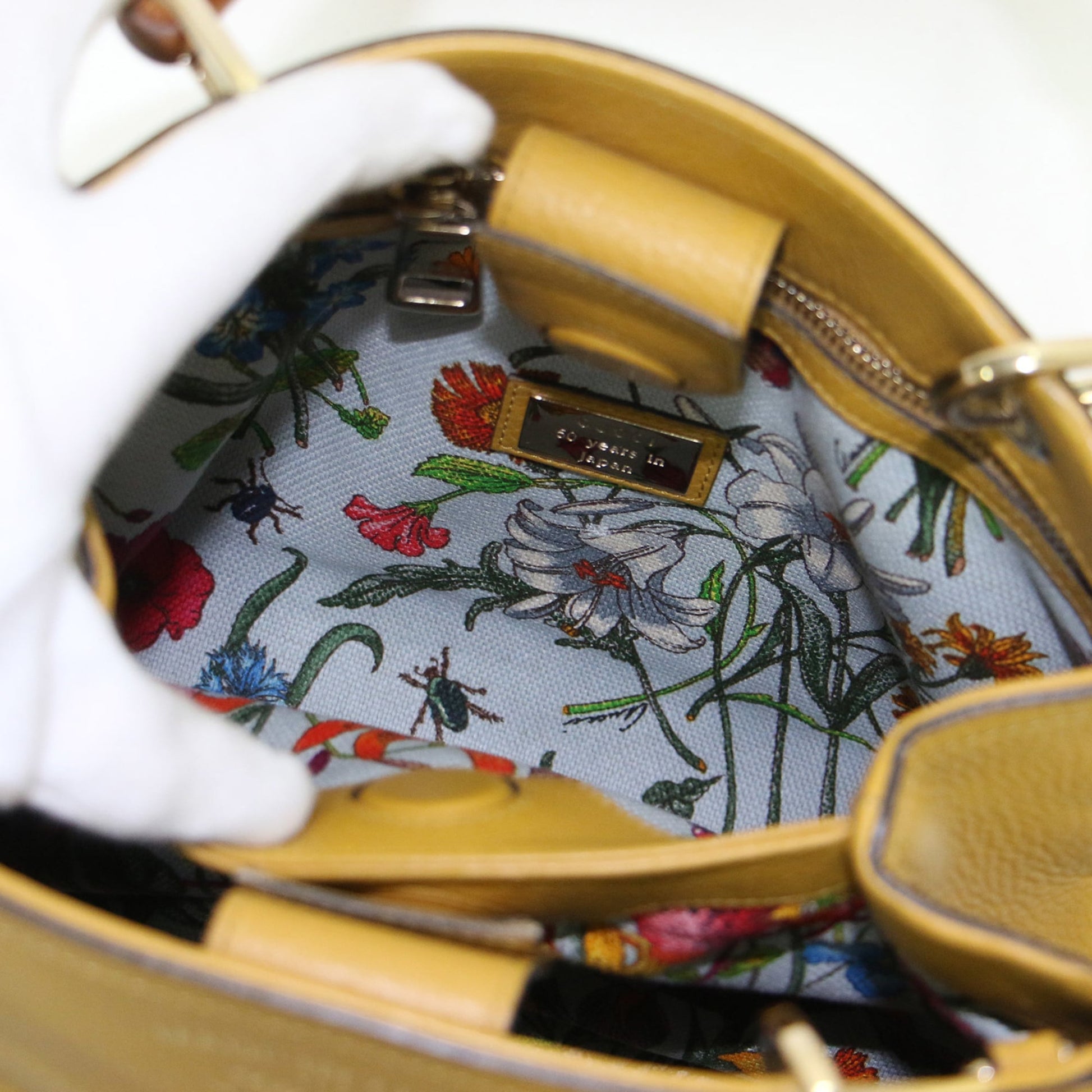 Gucci Mustard Leather Canvas Handbag Shoulder Bag