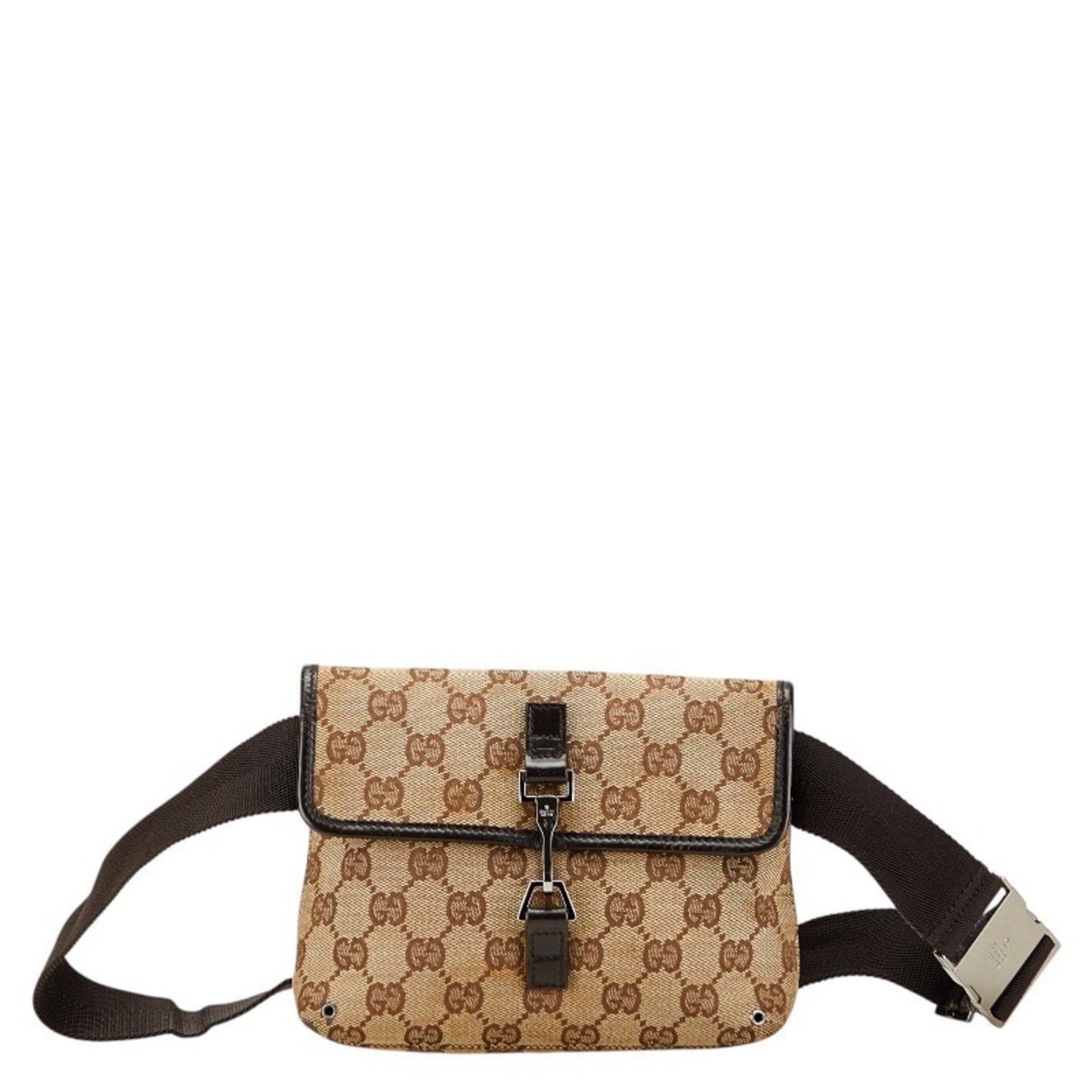 Gucci Beige Brown Canvas Leather Fanny Pack