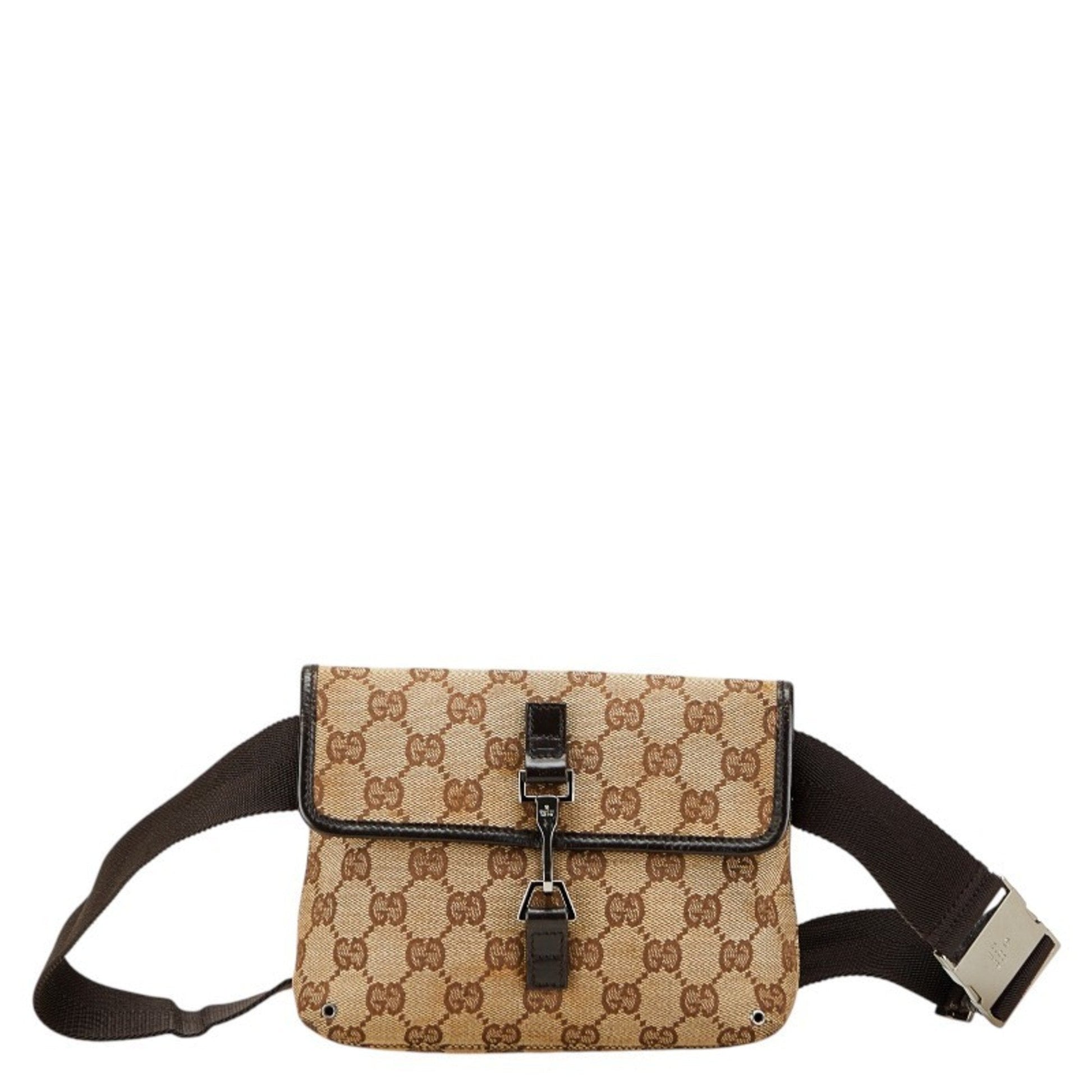 Gucci Beige Brown Canvas Leather Fanny Pack