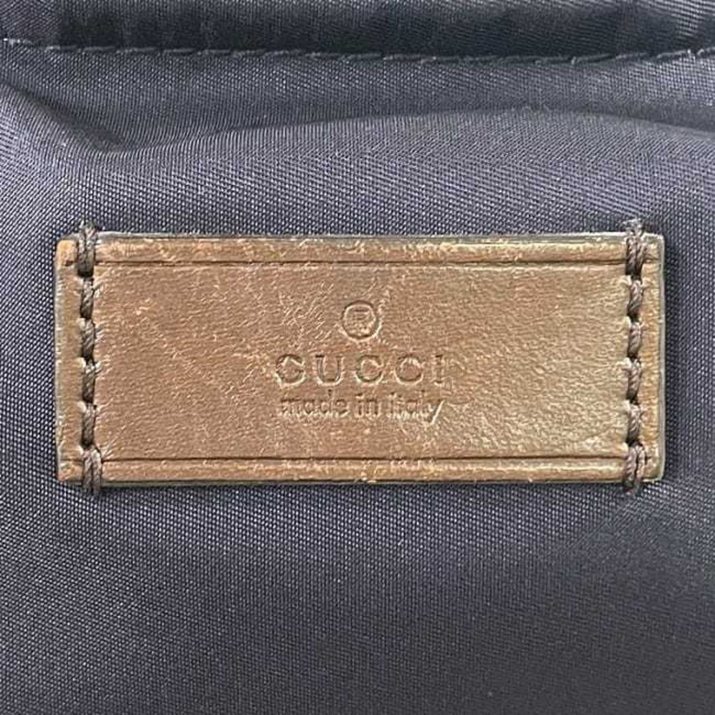 Gucci Navy Nylon Leather Tote Bag