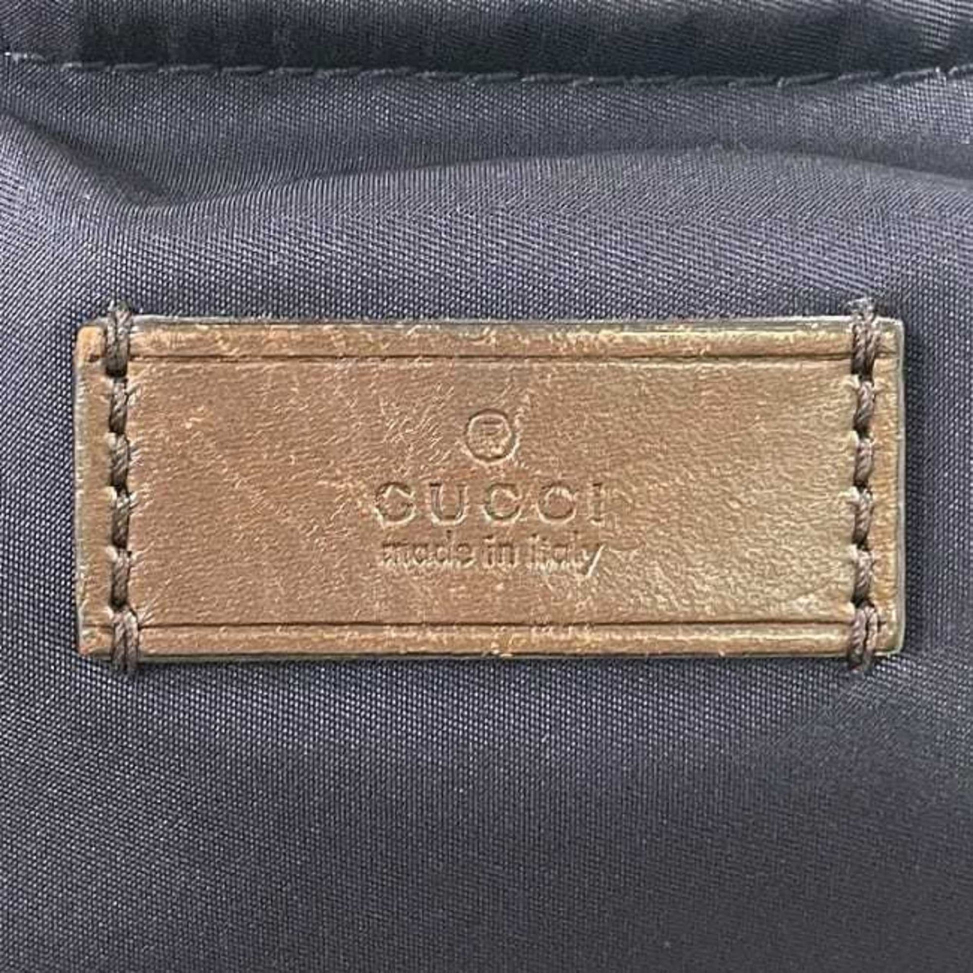 Gucci Navy Nylon Leather Tote Bag