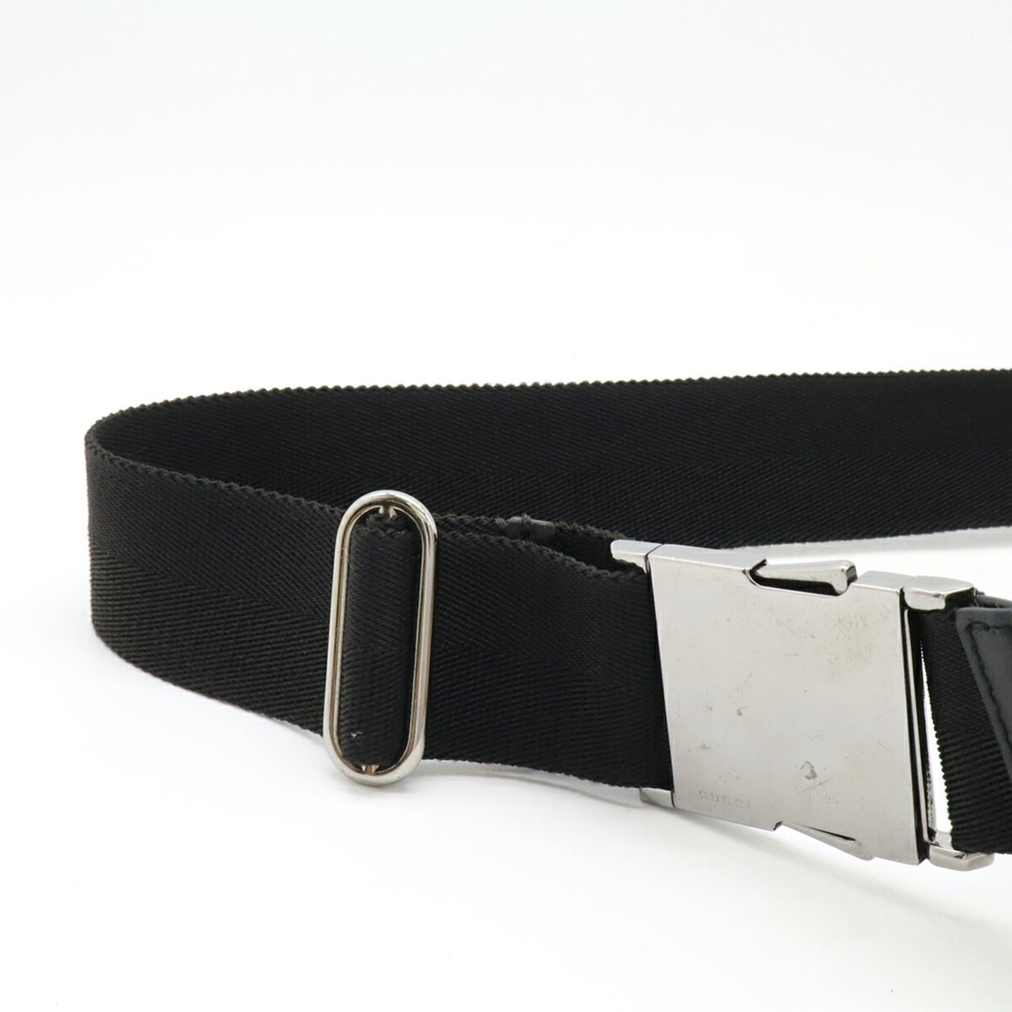 Gucci Black Gg Canvas Leather Pouch Sling Bag