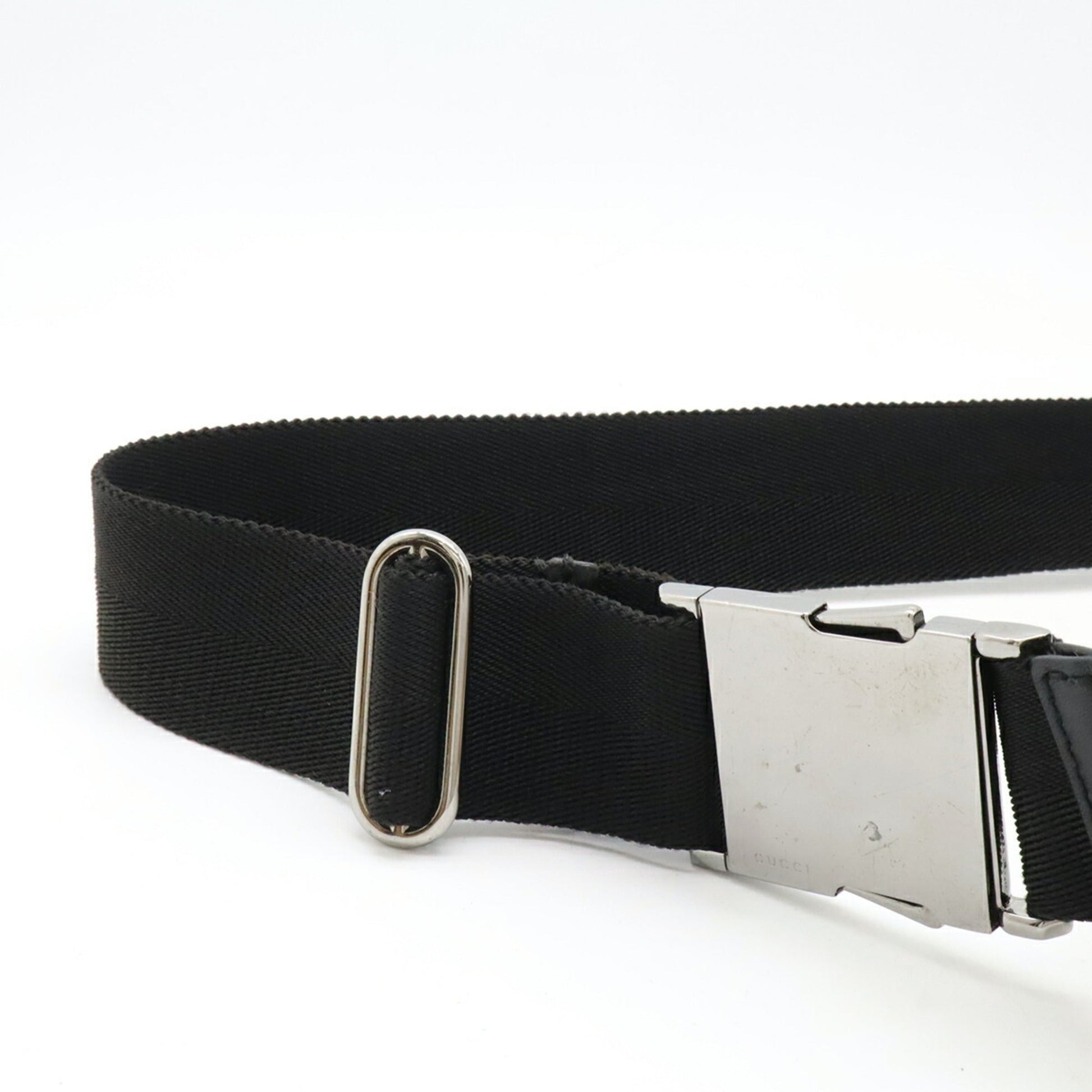 Gucci Black Gg Canvas Leather Pouch Sling Bag