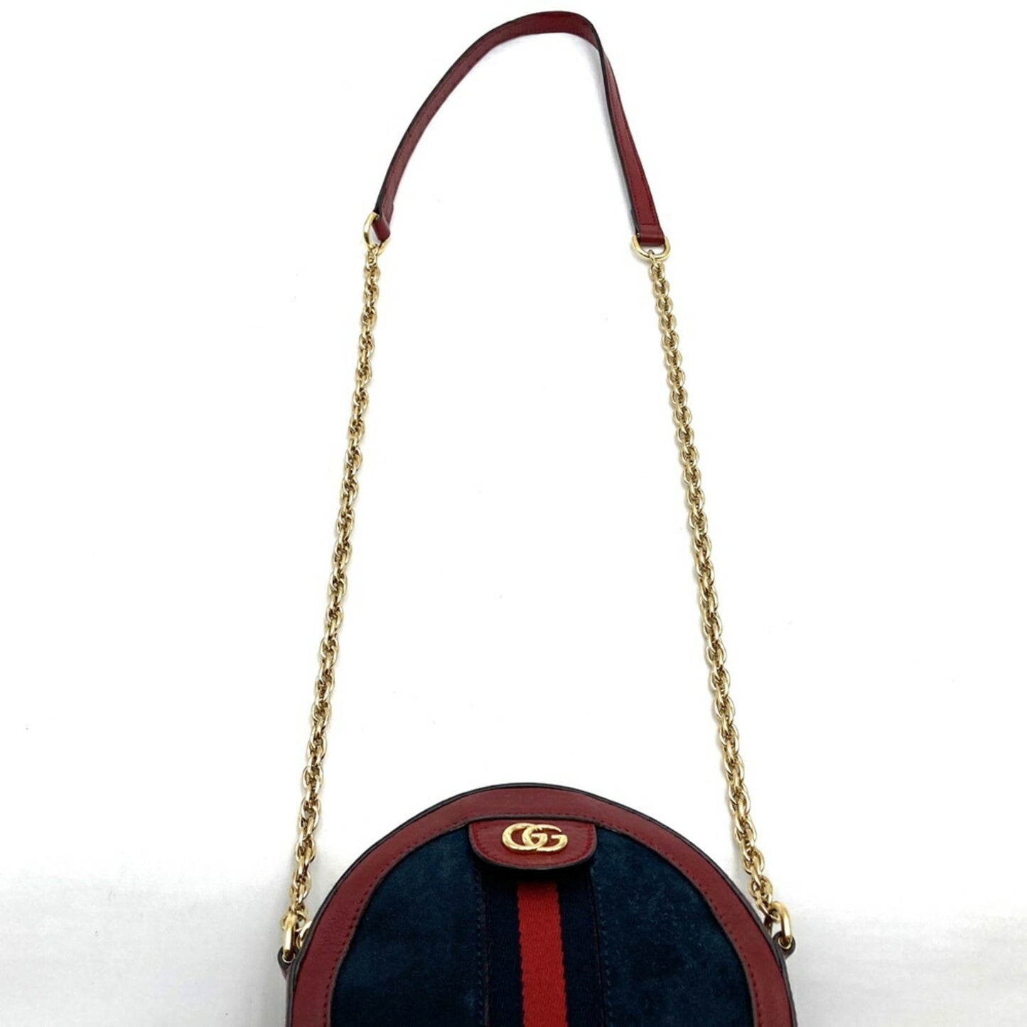Gucci Gg Marmont Navy Red Color Suede Leather Shoulder Bag