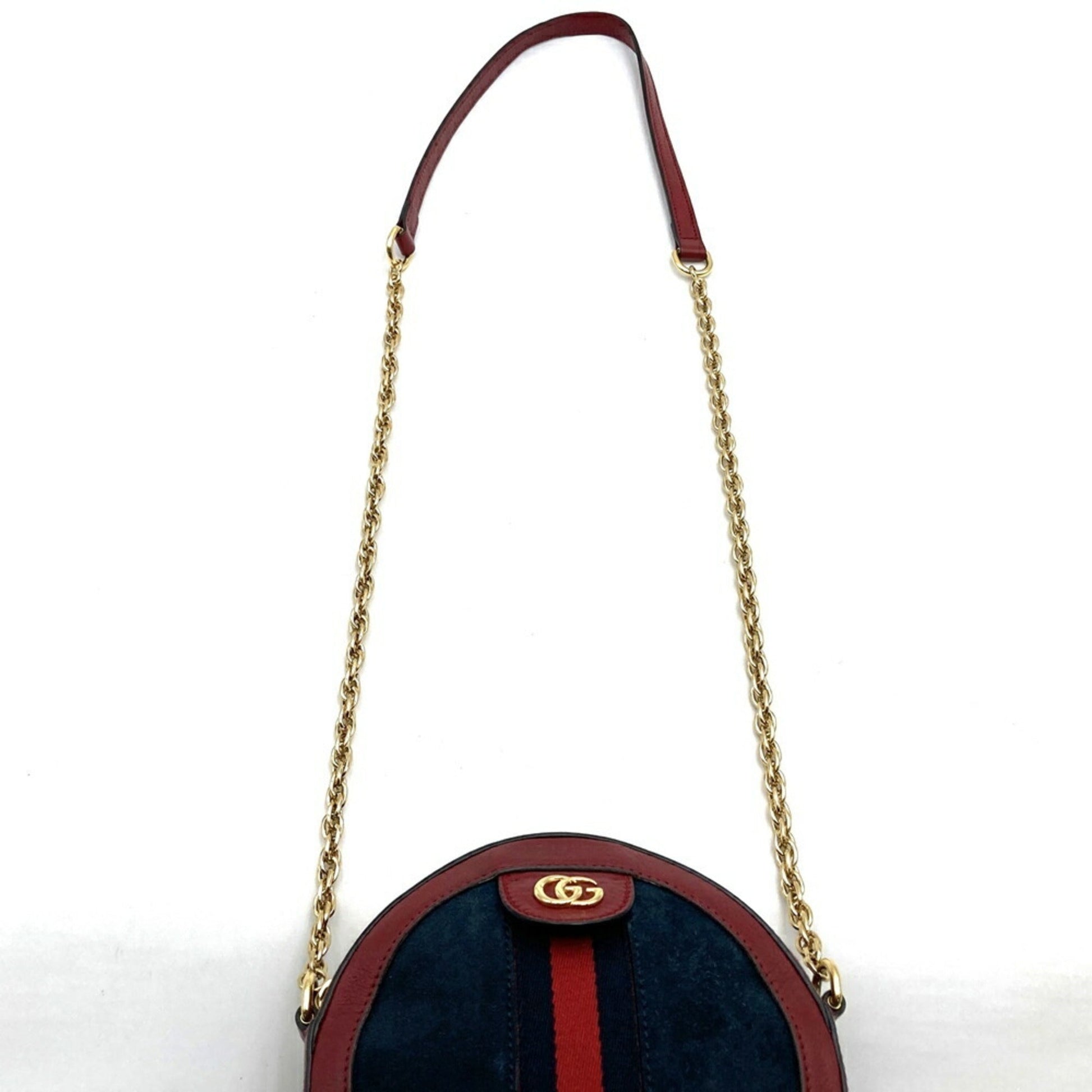 Gucci Gg Marmont Navy Red Color Suede Leather Shoulder Bag