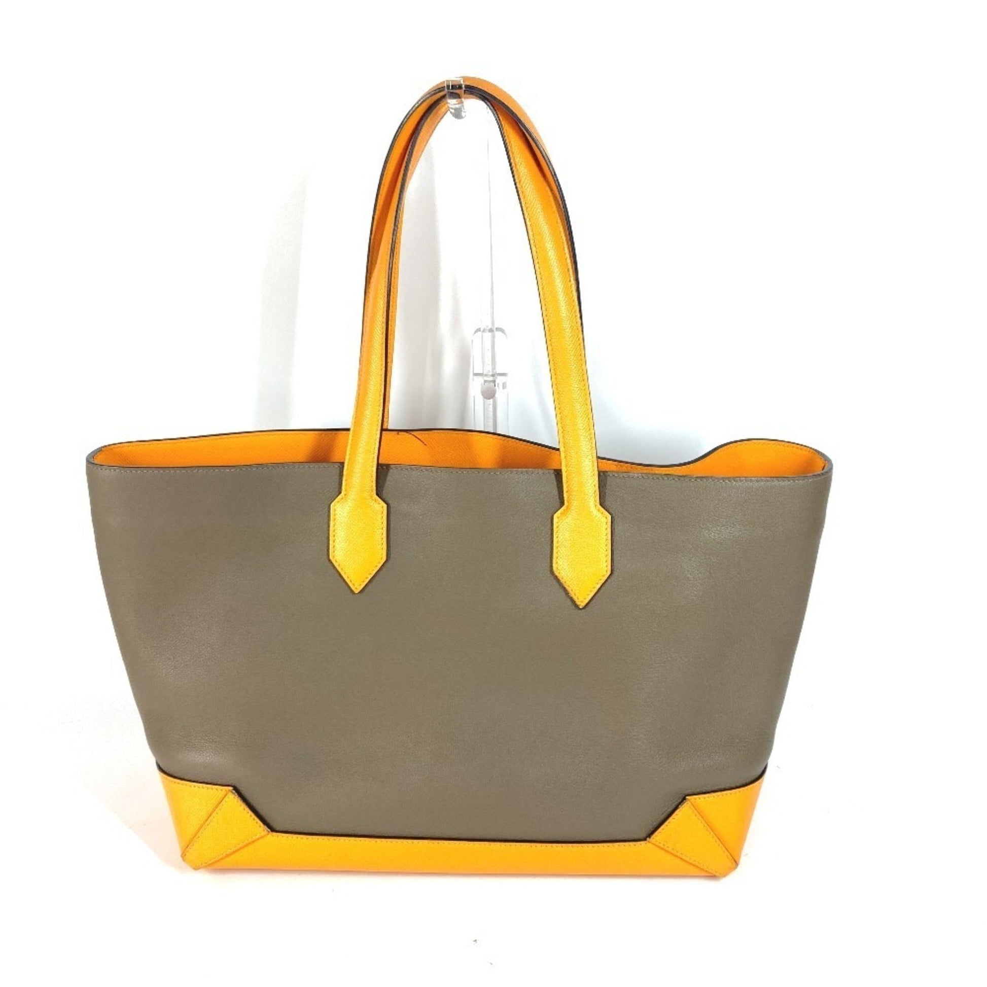 Hermes Grayish Epsom Evercalf Shoulder Bag Tote Bag Leather Yellow