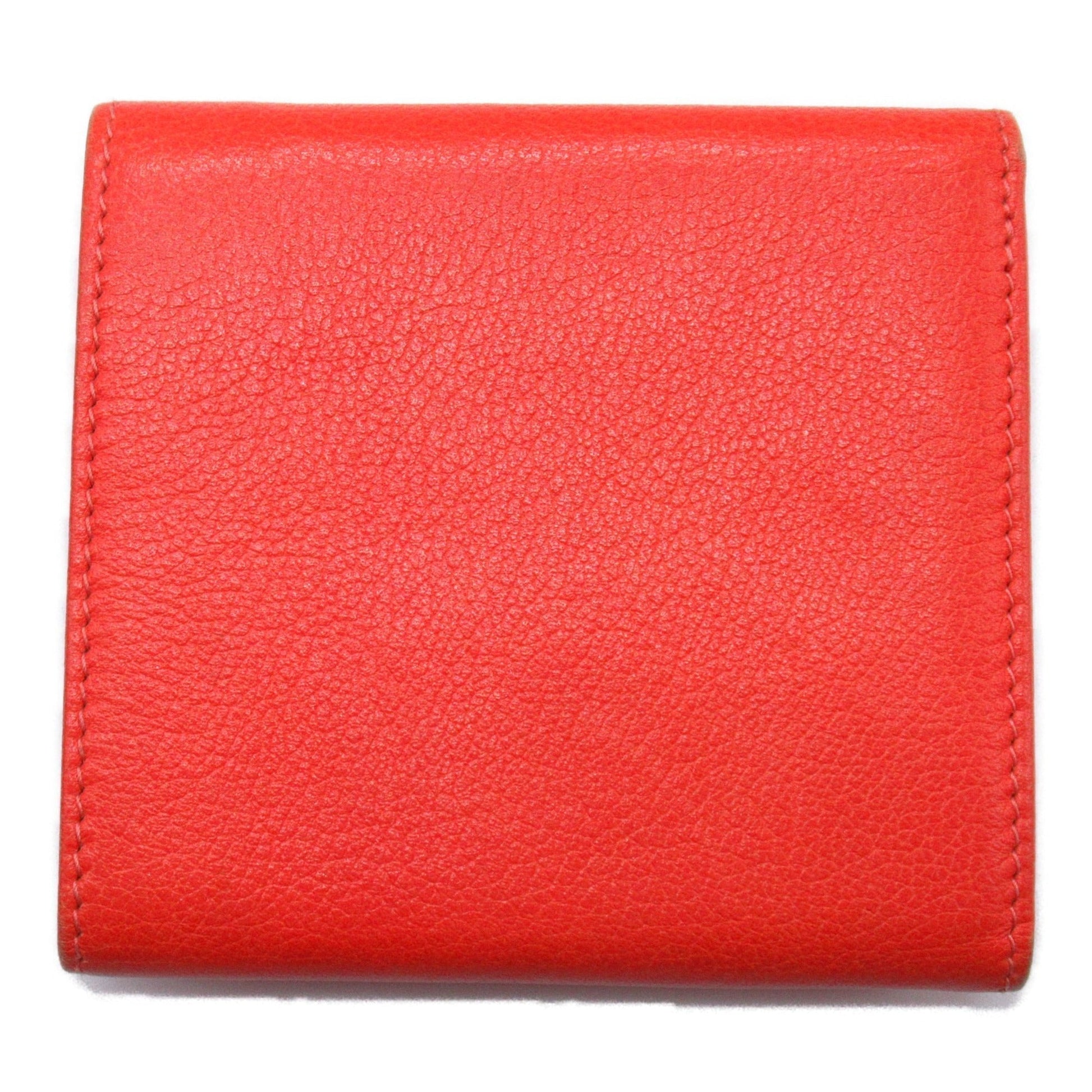 CHANEL Camellia Tri-fold Wallet Orange Calfskin (cowhide)