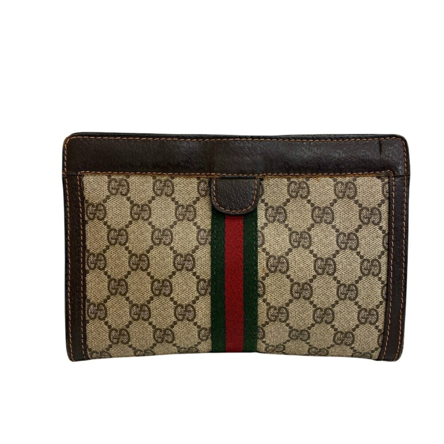 Gucci Brown Pvc Coated Canvas Clutch Bag