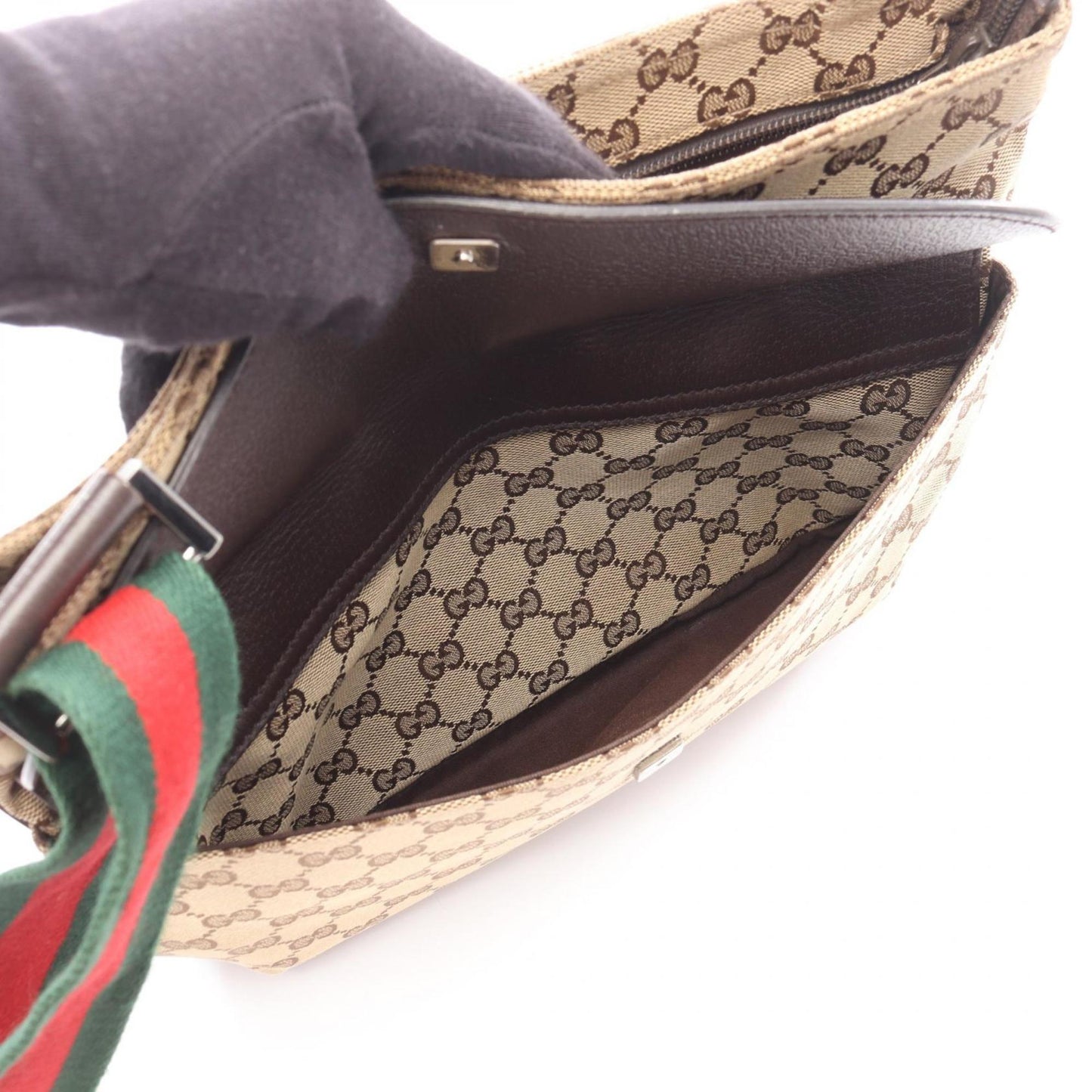 Gucci Beige Brown Multi-Color Gg Canvas Leather Shoulder Bag