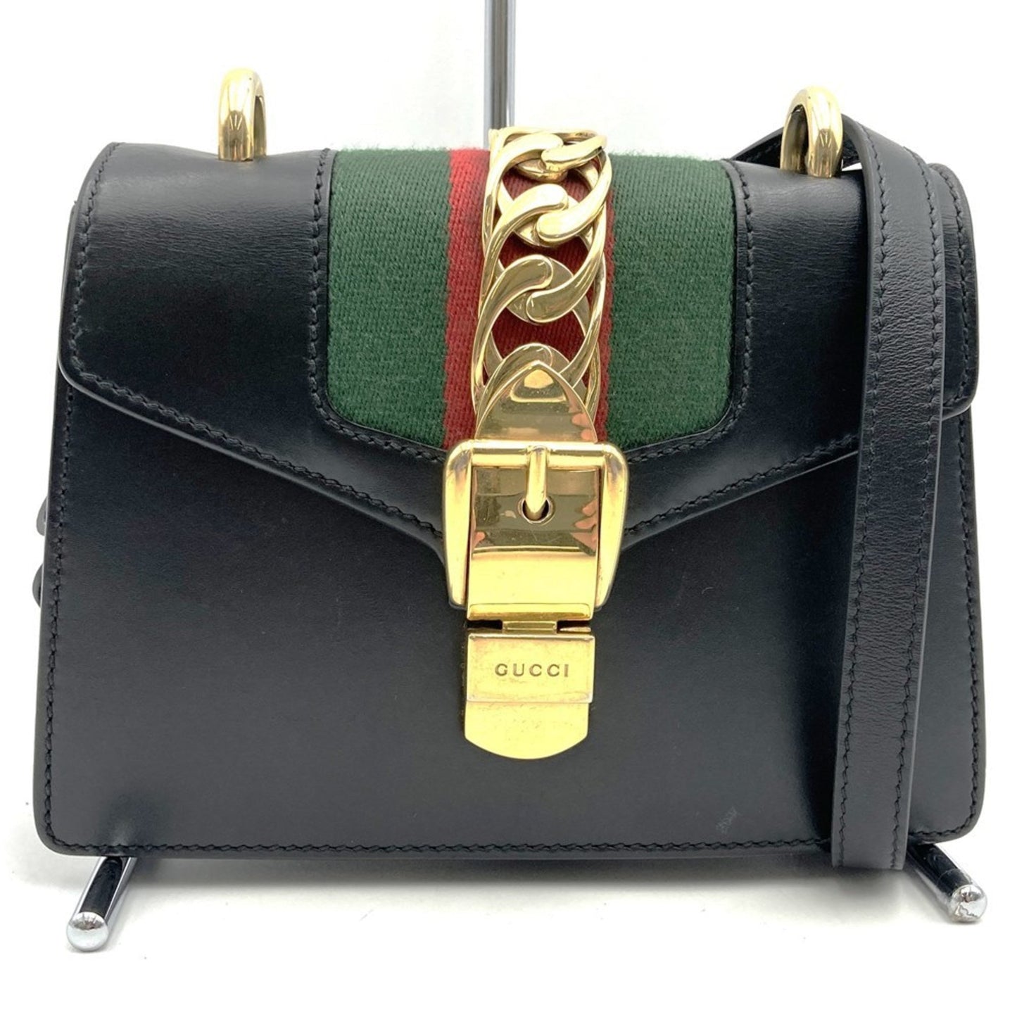 Gucci Sherry Line Black Leather Shoulder Bag